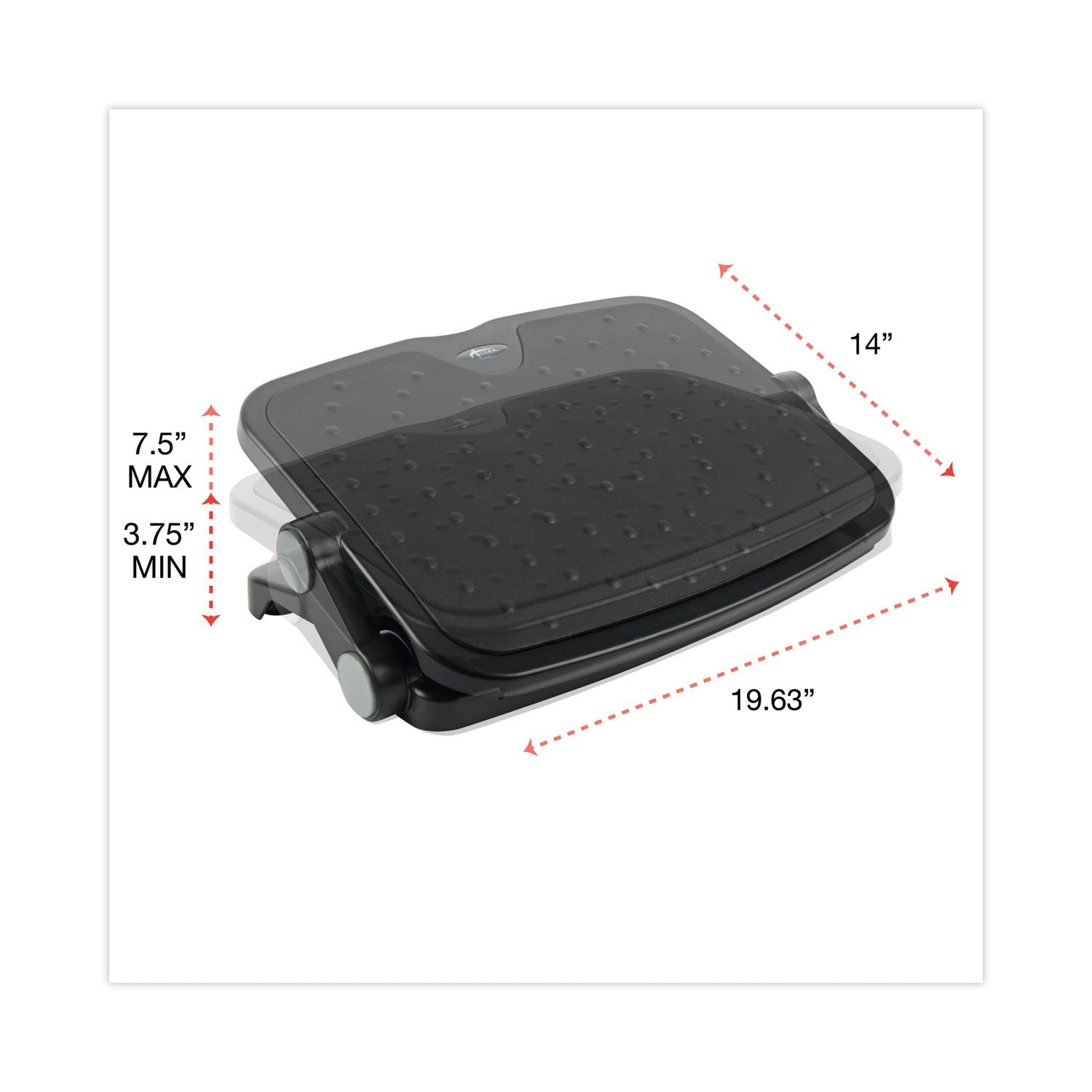 Alera® Soft Cushioned Ergonomic Footrest - Adjustable Height 3.75
