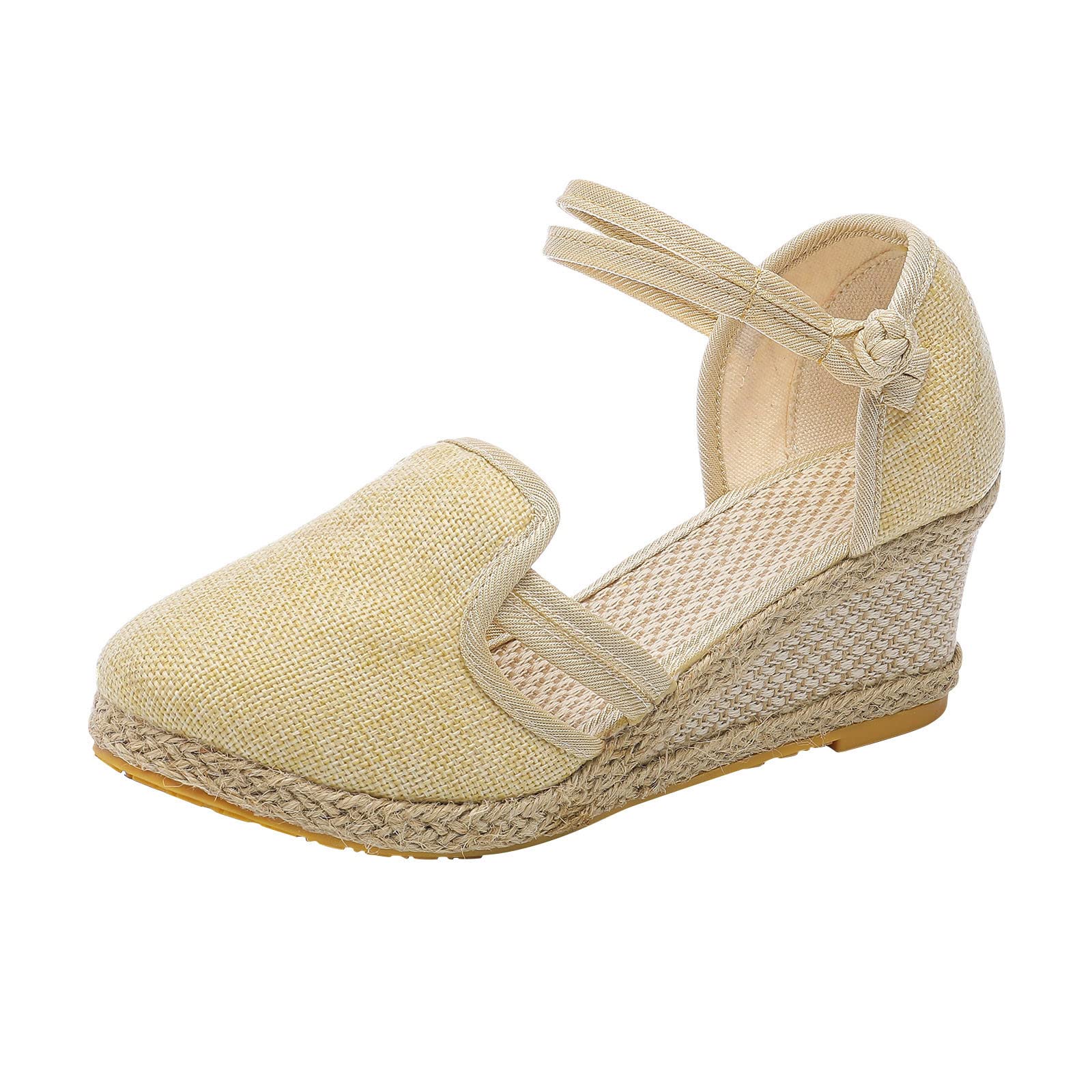 Women's Braided Buckle Platform Wedge Sandals - Breathable Linen & Leather Summer Sandals for Women - Perfect for Beach, Vacation, and Casual Outings