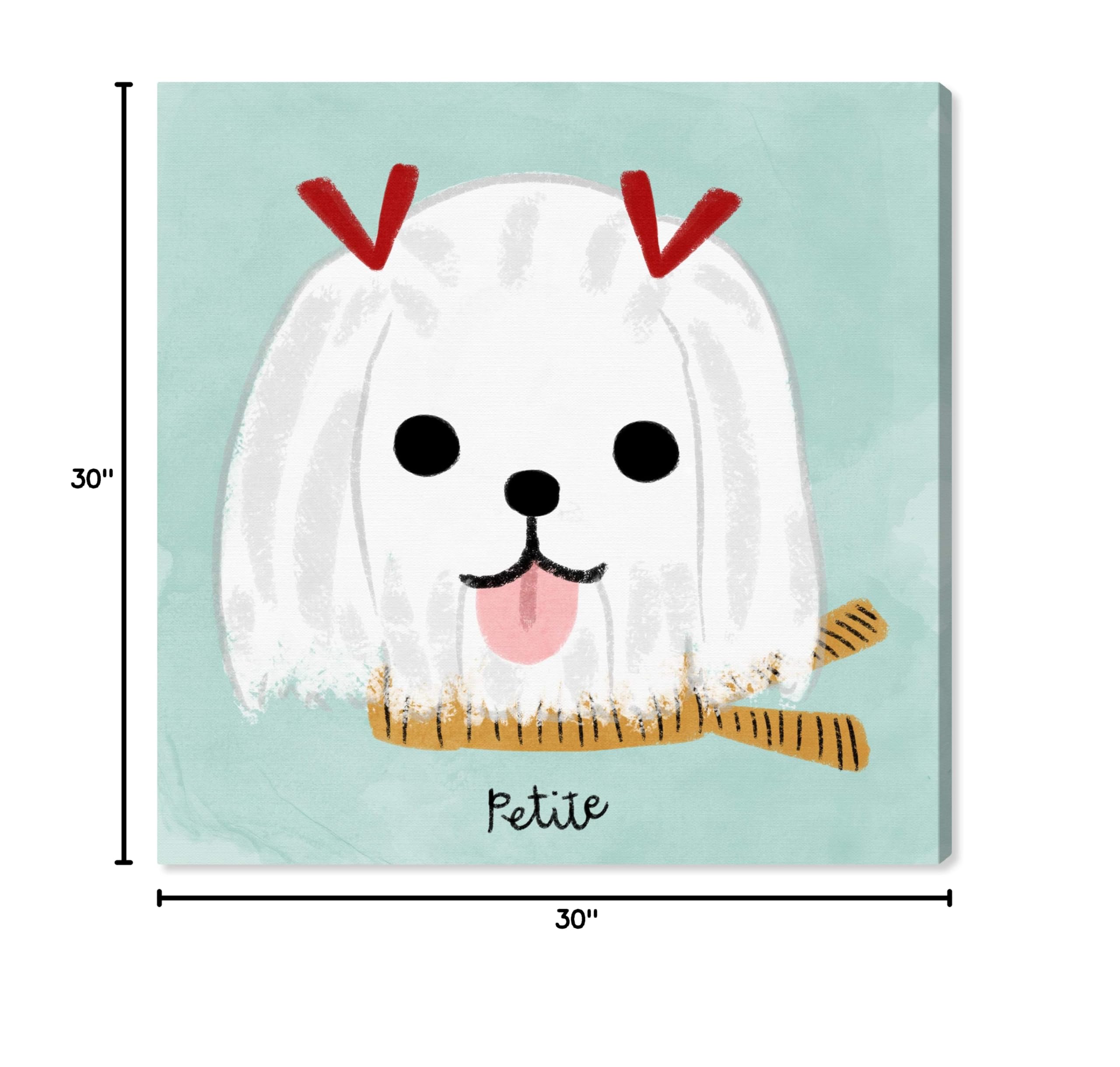 Oliver Gal Artist Co. 'Petite Maltese' Animal Wall Art Canvas Print - 30x30 Inch Green & White Modern Home Decor for Living Room, Bedroom, or Office