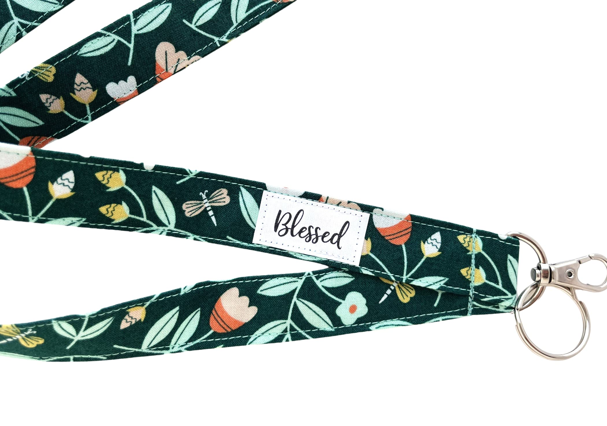 Blessed Neck Lanyard with Keychain & ID Badge Holder - Organic Fabric USB Lanyard for Work, School, Events & Security Access