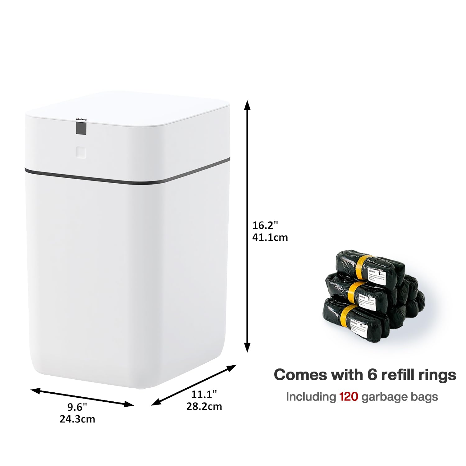 Automatic Trash Can 4 Gallon - Self Sealing Self-Changing Smart Garbage Bin with Motion Sensor, Touchless Lid for Kitchen Bathroom Bedroom - Includes 6 Refill Rings (Black, A1 Model) - Perfect for Hygienic Waste Disposal in Home & Office Spaces