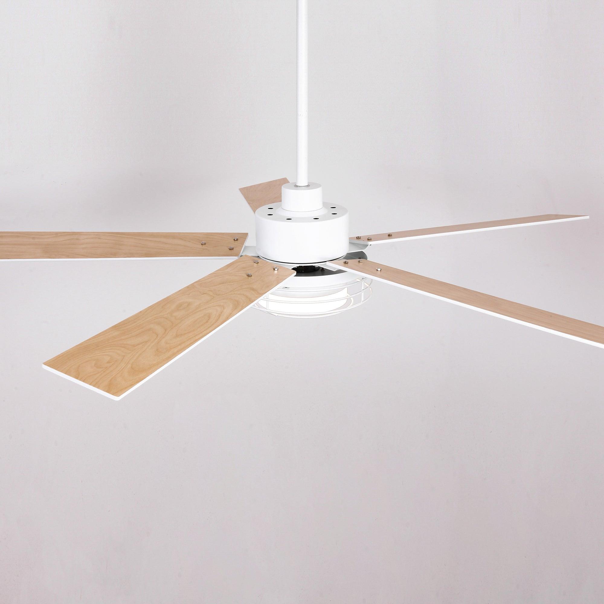 52 Inch Bernice DC Motor Industrial Ceiling Fan with LED Light and Remote Control - Perfect for Warehouses, Garages, and Large Spaces