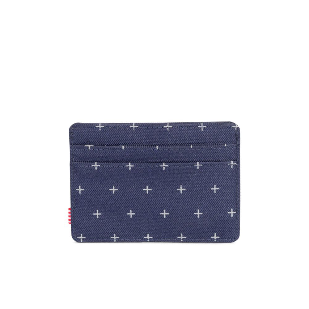 Herschel Charlie RFID Blocking Slim Wallet for Men - Peacoat Gridlock Design | Compact & Secure Card Holder for Everyday Use, Travel & Business