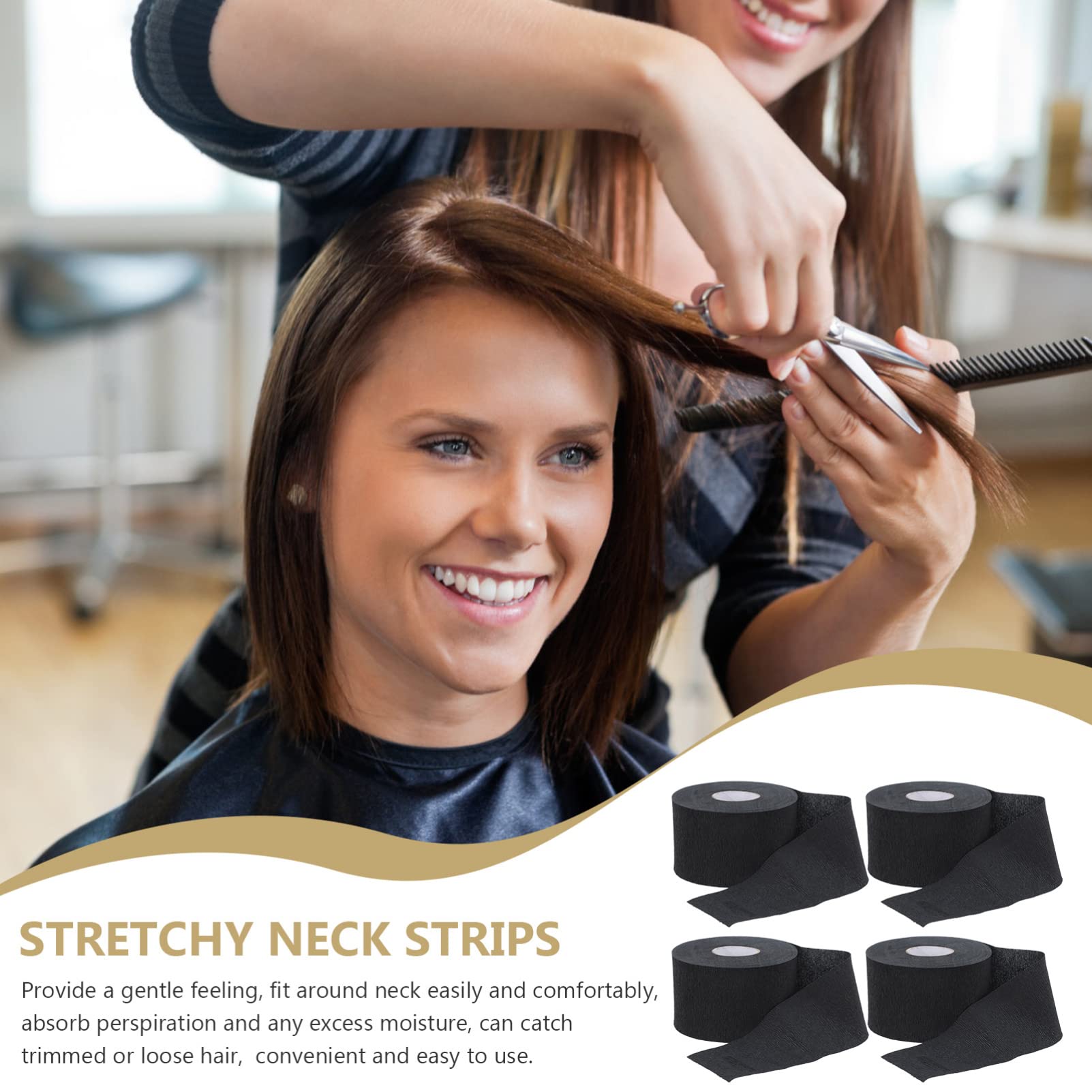 Healifty 4 Rolls Stretchy Hair Salon Scarf Paper - Barber & Hairdressing Accessories, Hair Styling Wrap & Neck Collar for Professional Salons & Home Use