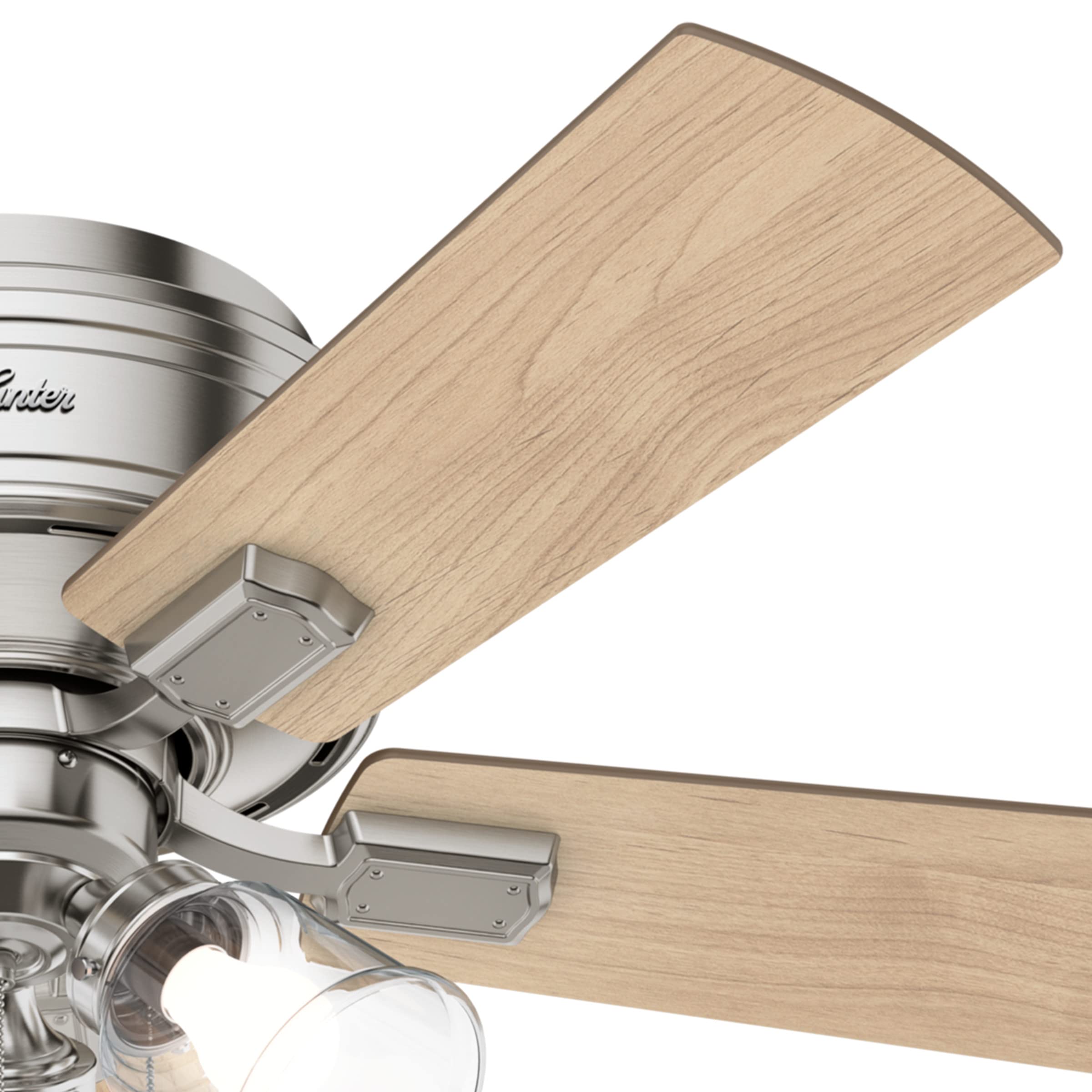 Hunter Fan Company 52154 42-Inch Crestfield Brushed Nickel Low Profile Ceiling Fan with LED Light Kit and Pull Chain - Perfect for Bedroom, Living Room, and Indoor Spaces