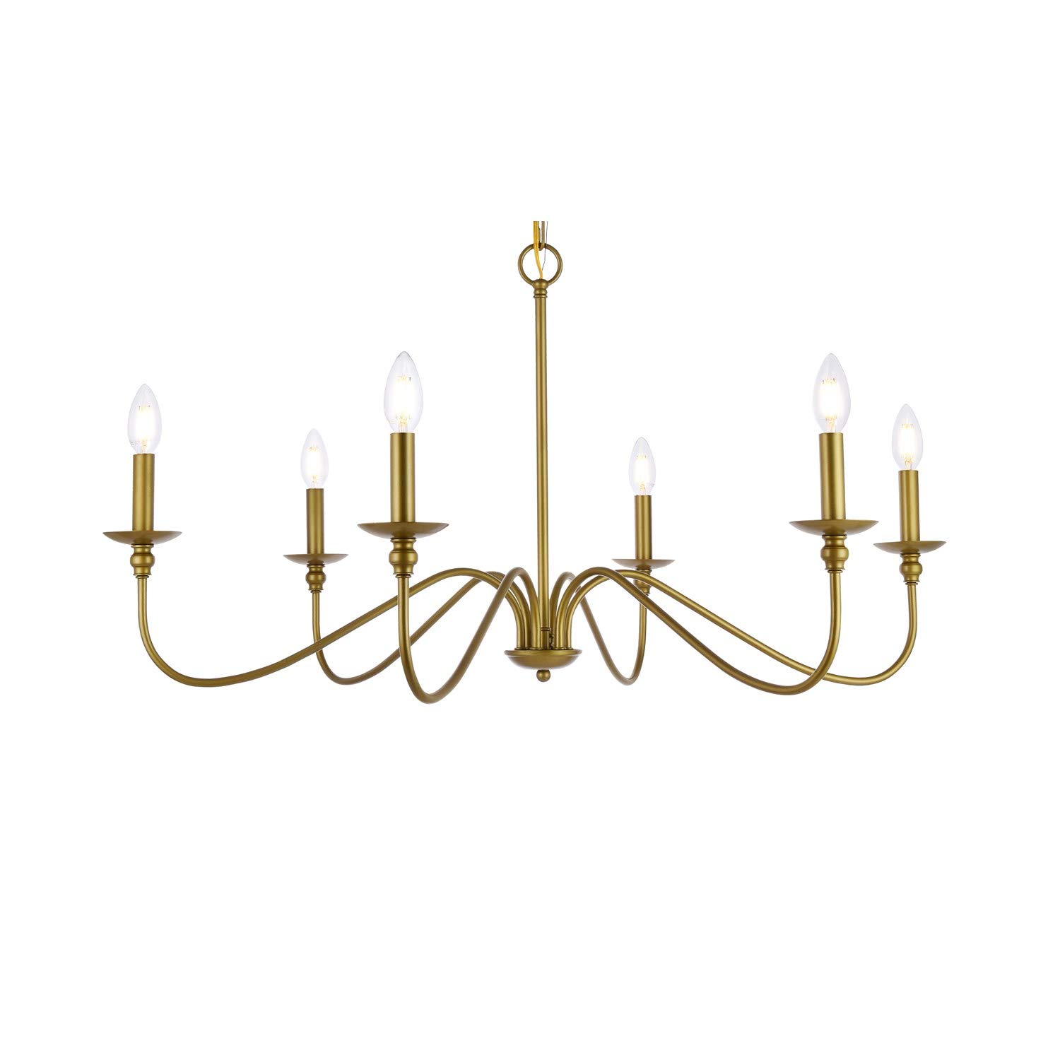 Rohan 6-Light Brass Chandelier - Elegant Vintage Ceiling Light Fixture for Dining Room, Living Room & Bedroom Lighting