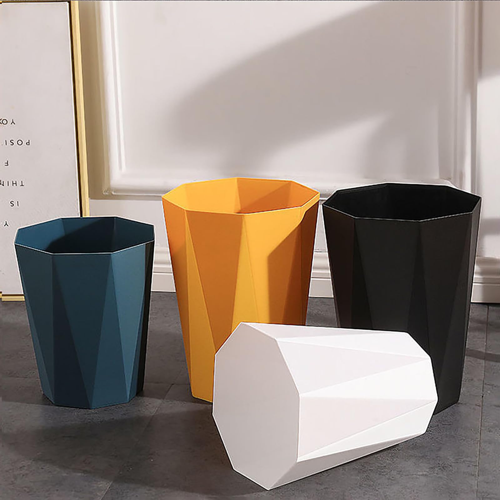 2-Pack Black 2.6 Gallon Plastic Trash Can - Small Waste Basket for Bathroom, Office, Bedroom & Kitchen | Space-Saving Garbage Bin for Home & Office Use