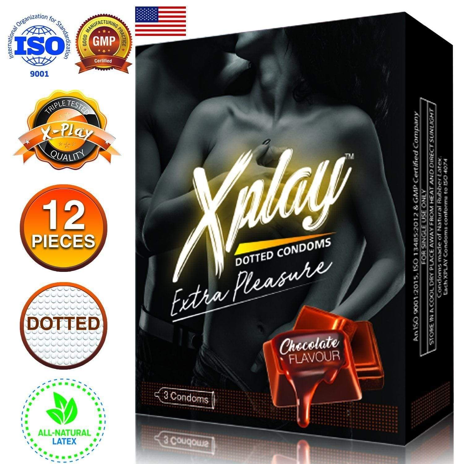 Dr Trust USA Xplay Dotted Condoms - Premium Chocolate Flavored Condoms for Enhanced Pleasure & Protection | Perfect for Romantic Nights & Couples Intimacy