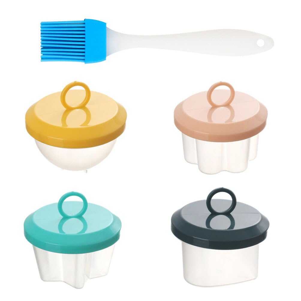 4 Pack Egg Poacher with Brush - Silicone Egg Cooker for Perfect Hard Boiled Eggs Without Shell - Reusable Egg Poaching Cups & Egg Boiler - Ideal for Breakfast Sandwiches, Salads, and Meal Prep