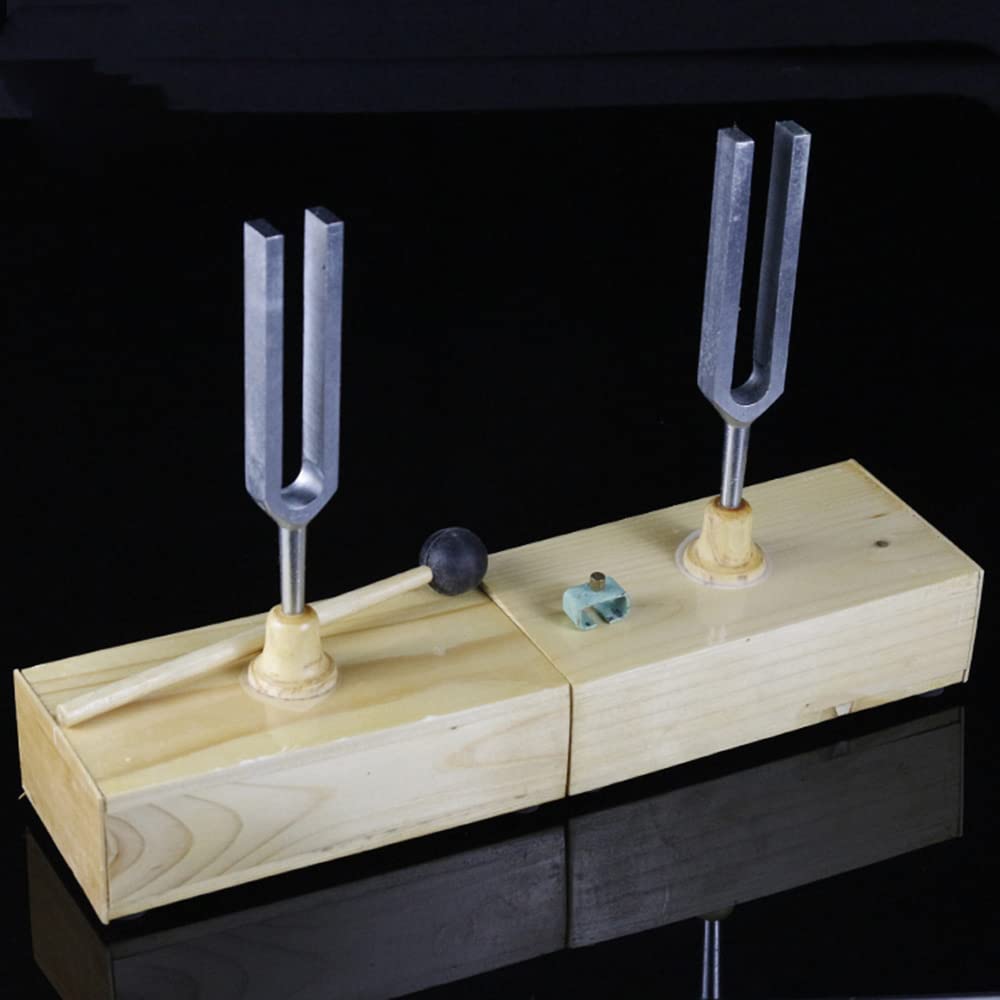 440Hz Resonance Tuning Fork - Professional Steel Acoustic Tuning Fork for Physics Lab, Music Therapy & Sound Healing | Wooden Base Speaker for Classroom Teaching & Scientific Experiments