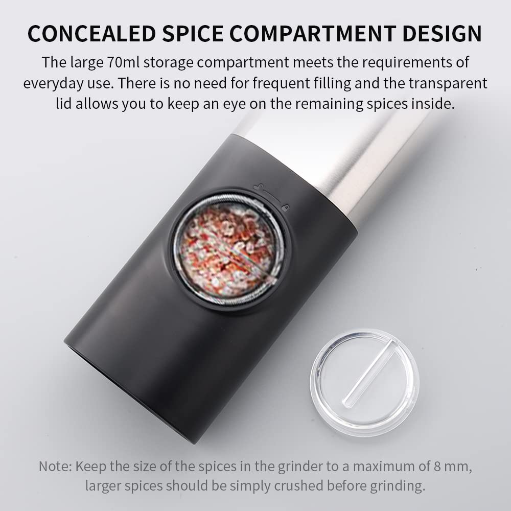 Premium Electric Salt and Pepper Grinder Set - Rechargeable Stainless Steel Spice Mill with Ceramic Blades, Adjustable Coarseness & LED Light - Perfect for BBQ, Cooking, Dining Table & Kitchen Use