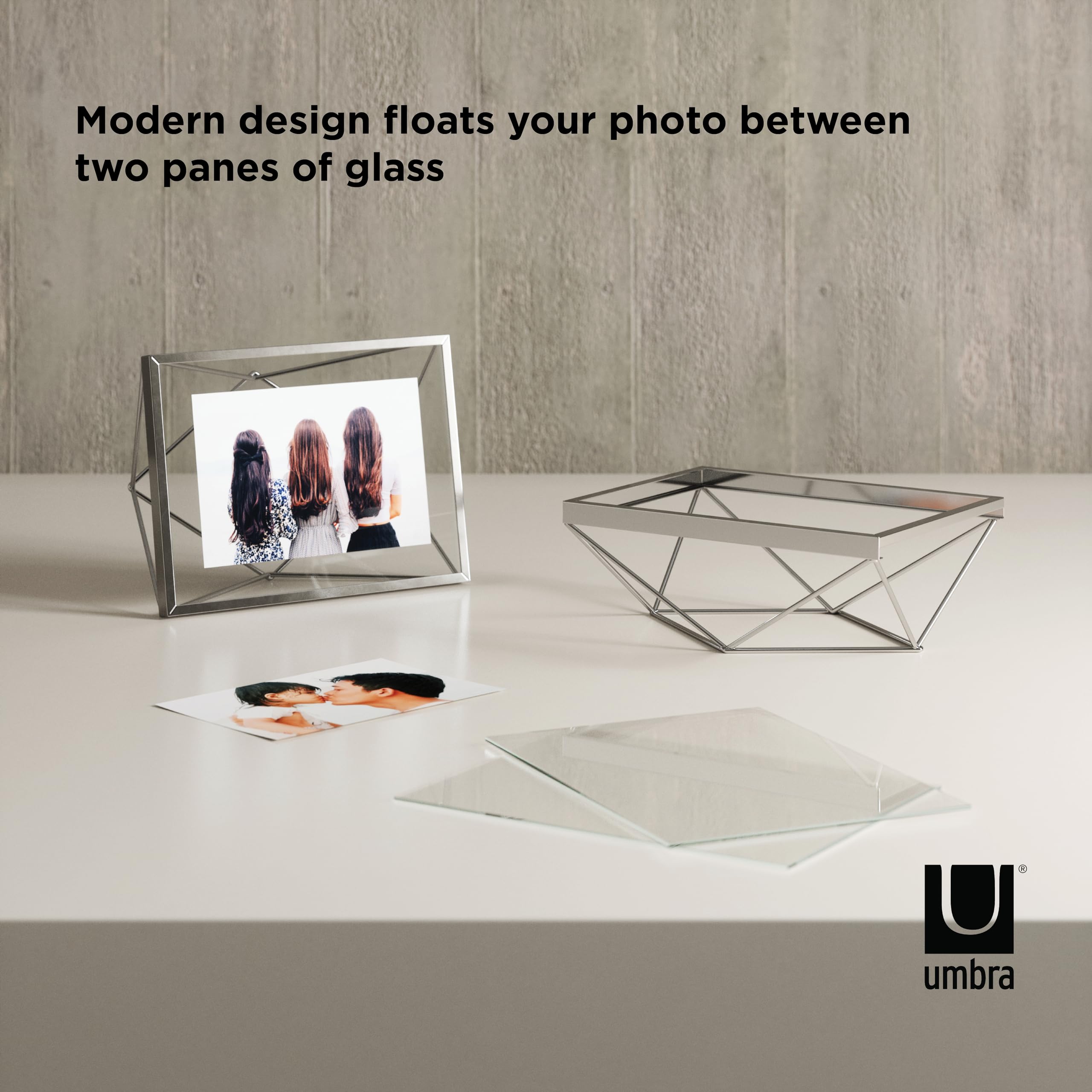 Umbra Prisma 4x6 Chrome Metal Picture Frame - Elegant Photo Display for Desk, Wall or Shelf - Perfect for Home Decor, Office & Gift Giving
