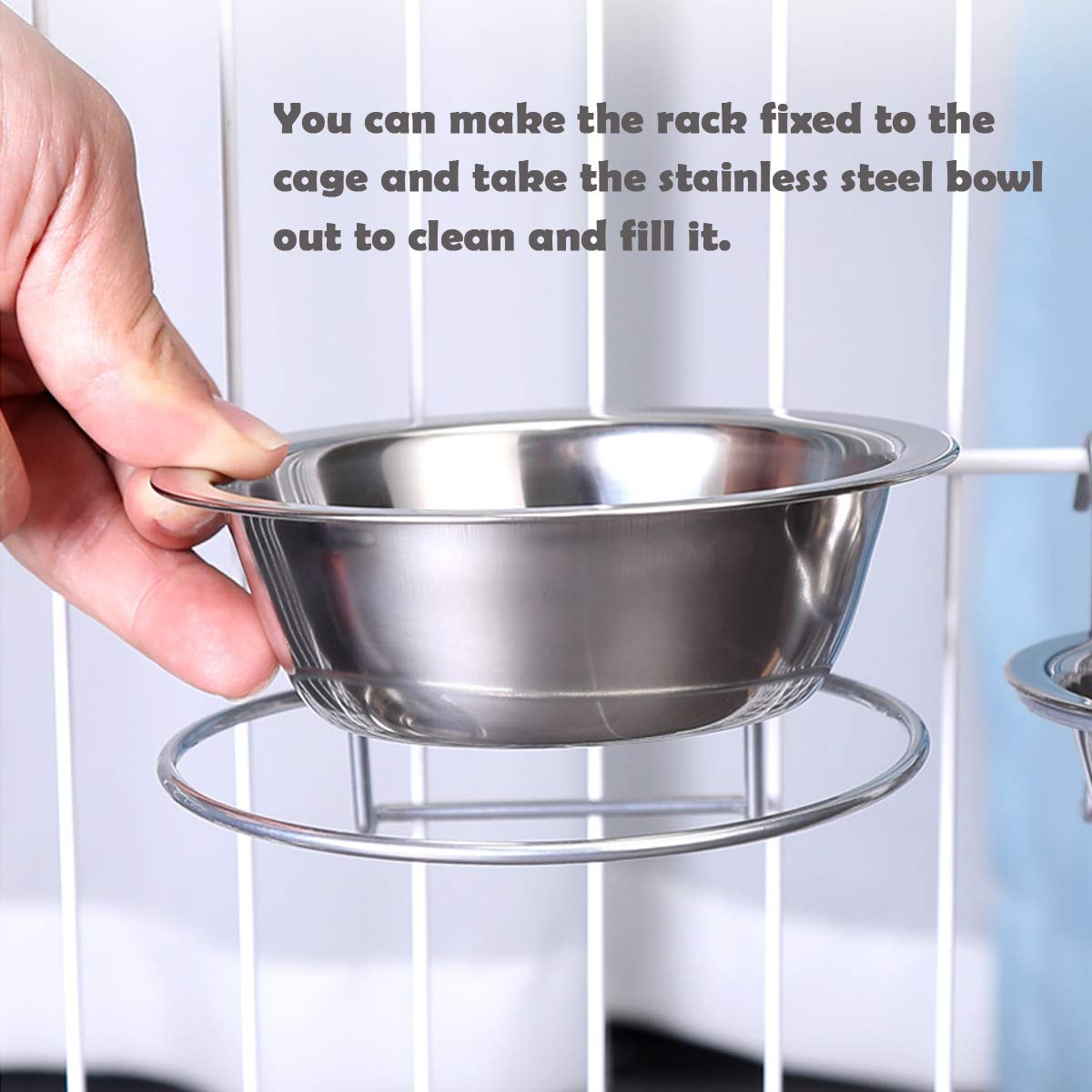 2Pcs Stainless Steel Pet Bowls - Dog & Cat Food & Water Feeder with Crate Suspension - Easy to Clean, Durable & Non-Slip (Small Size) - Perfect for Crate Training, Travel & Daily Feeding