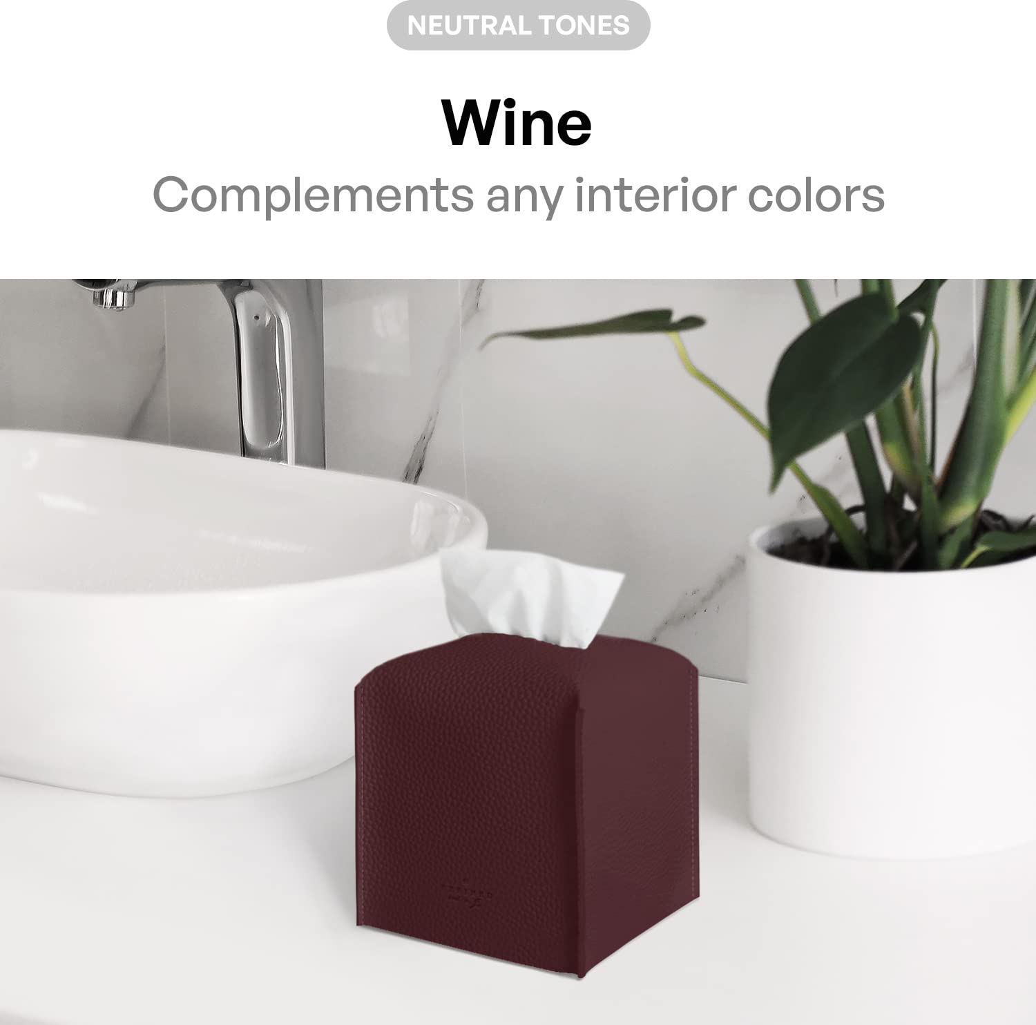 Carrotez Modern PU Leather Square Tissue Box Cover - Decorative Holder & Organizer for Home, Office & Car - 5
