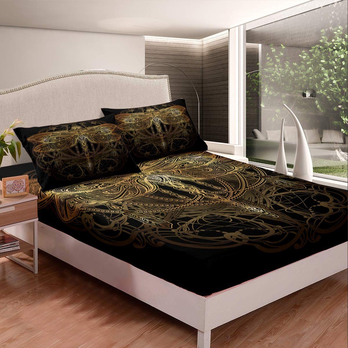 Golden Dragonfly Fitted Sheet Set - Twin XL (39