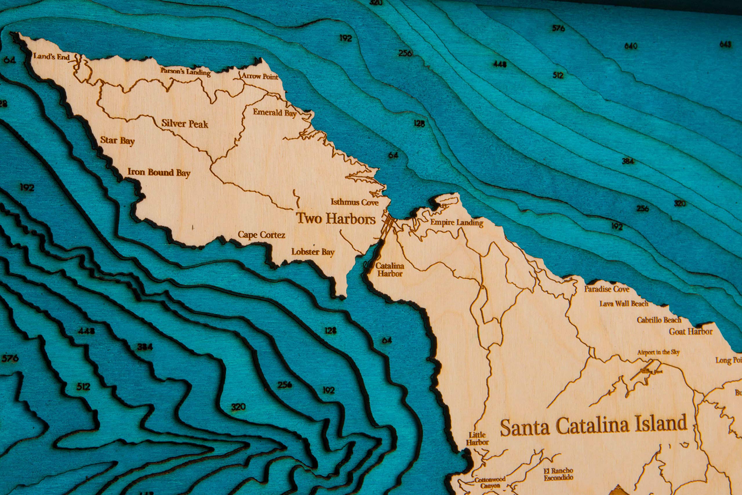 Santa Catalina Island 3D Wooden Topographic Map - Handcrafted Wall Art for Home Decor, Office & Travel Enthusiasts