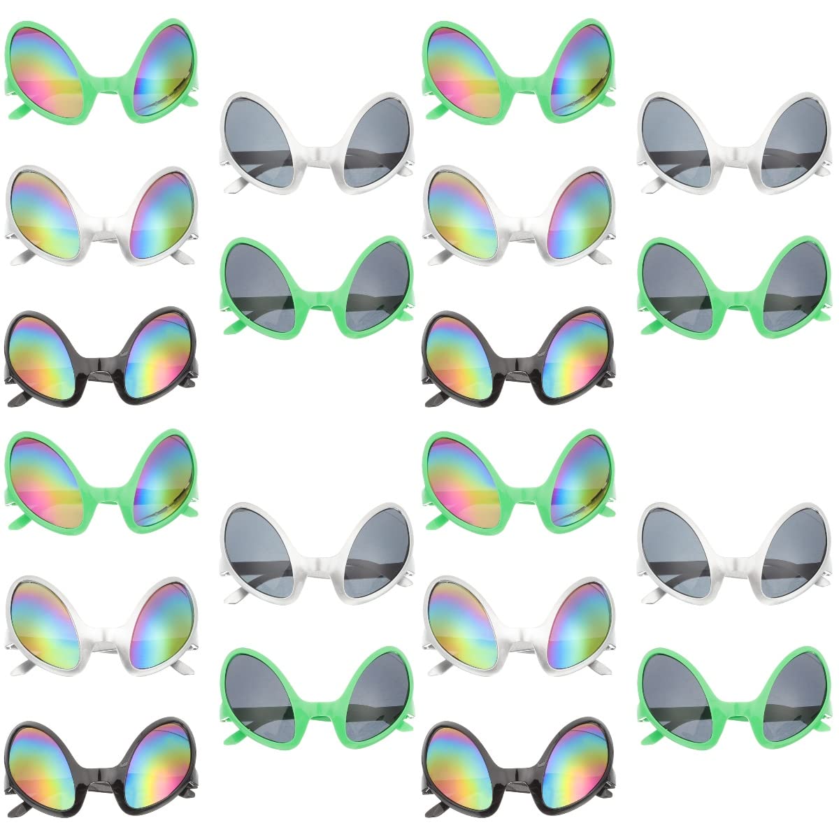 BESTOYARD 20Pcs Rainbow Lens Alien Sunglasses with Headband - Fun Costume Accessories for Halloween, Christmas Parties, Cosplay & Rave Events - Unisex Glasses for Adults & Kids