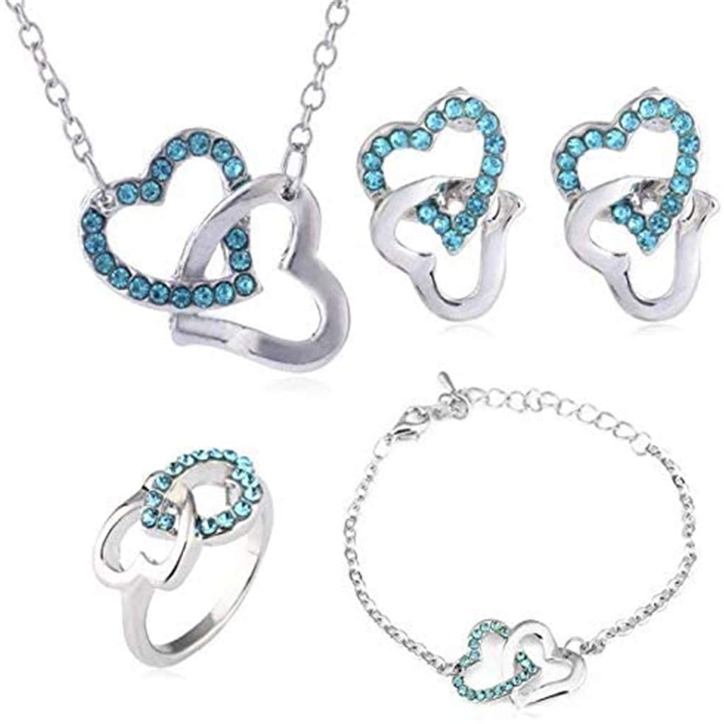 Elegant Crystal Heart Necklace & Earrings Set for Women - Perfect Gift for Valentine's Day, Anniversary or Birthday - Jewelry for Special Occasions