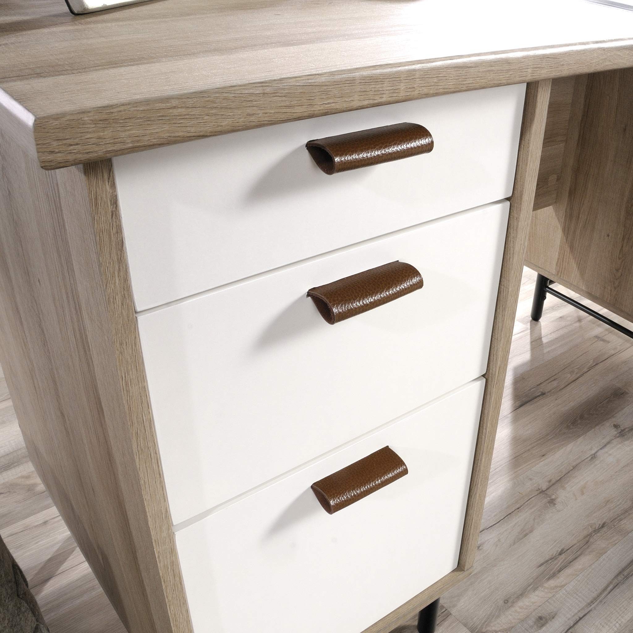 Sauder Anda Norr Executive Desk - Sky Oak Finish - Modern Office Desk for Home & Business Workspaces