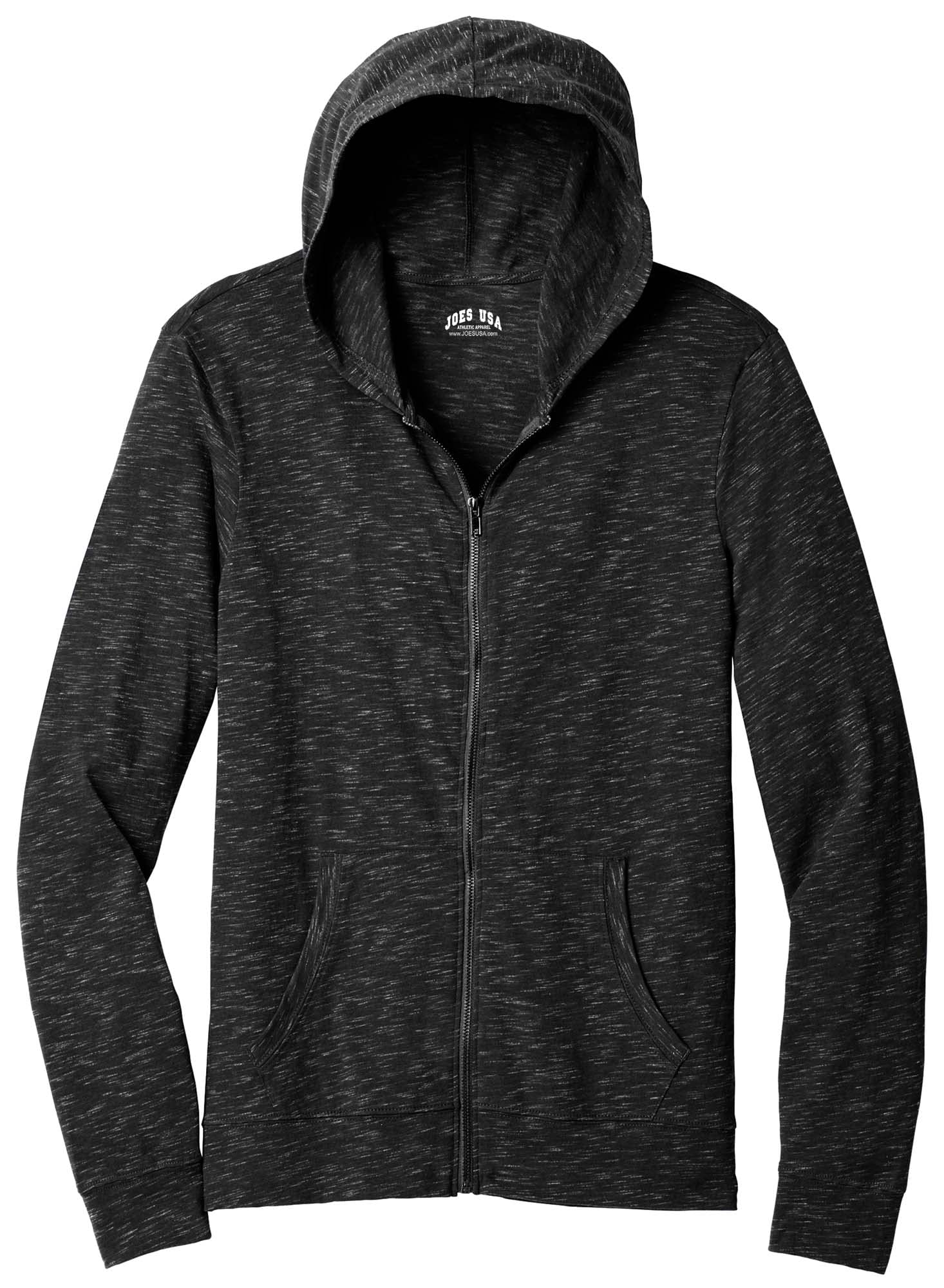 Joe's USA Men's Lightweight Full-Zip Hooded Sweatshirt - Breathable Casual Pullover Jacket for Outdoor Activities, Gym & Everyday Wear (XS-4XL)