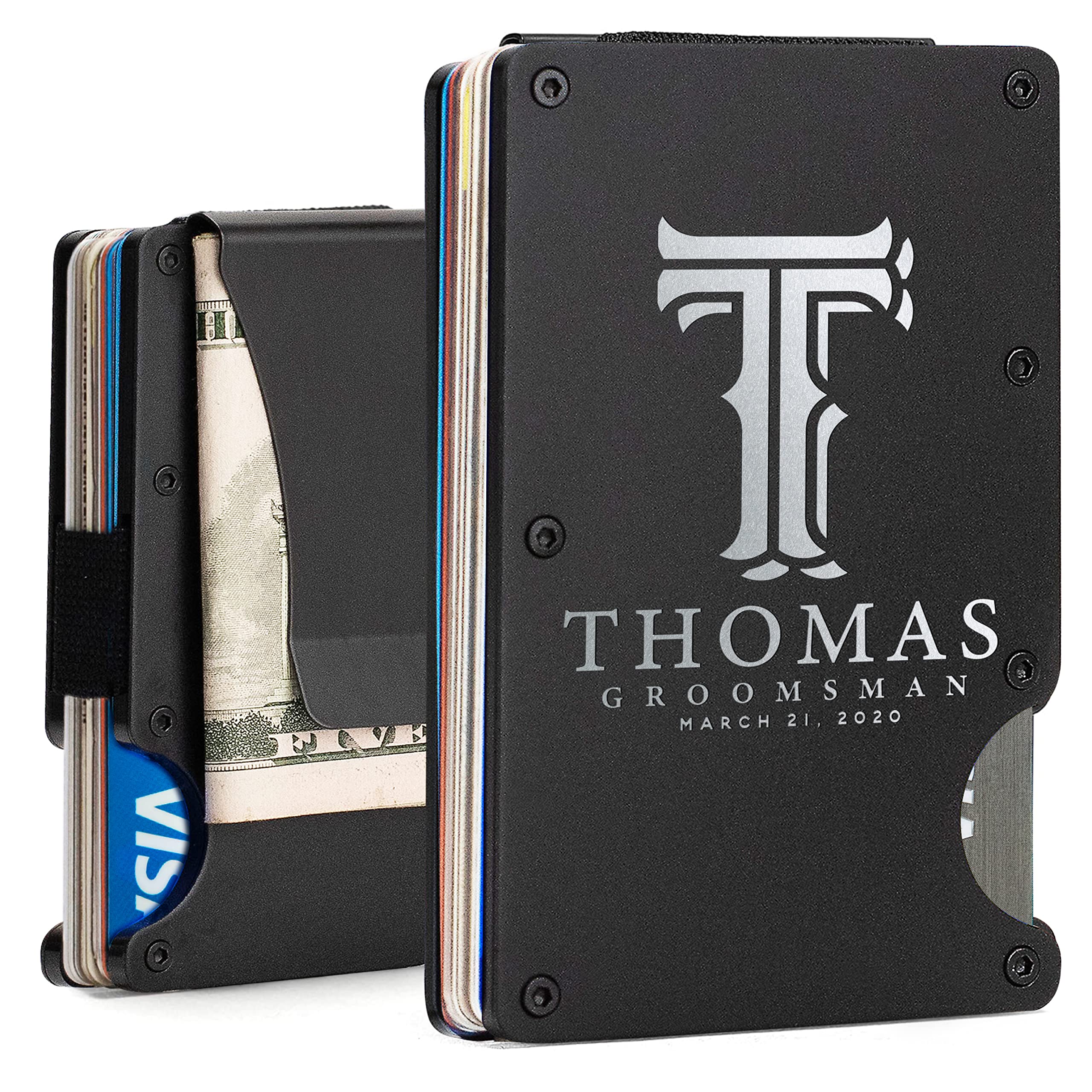 Premium Personalized Groomsmen Gifts Set of 10 - Custom Engraved Wallet & Proposal Box for Wedding Party - Best Man & Groomsman Gift Ideas for Men - Perfect for Bachelor Parties & Wedding Celebrations