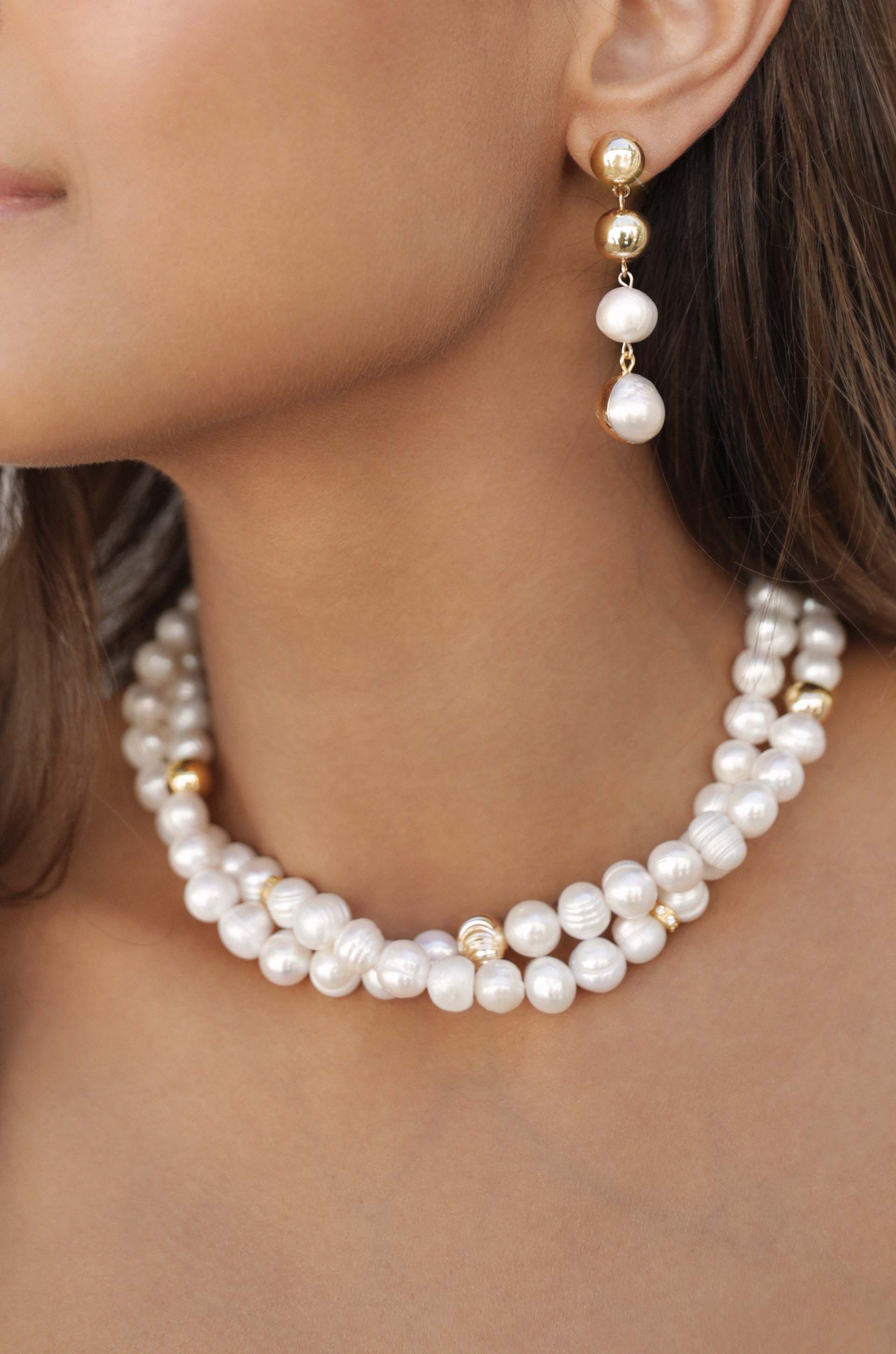 Elegant Double Strand Pearl Necklace for Women - Classic & Timeless Jewelry Gift for Weddings, Parties & Special Occasions
