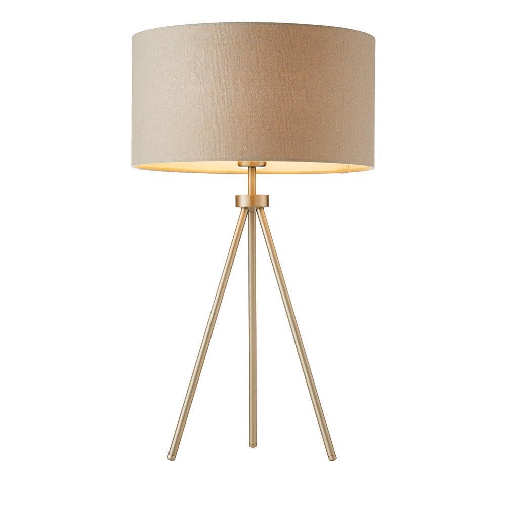 Endon Tri 1 Light Nickel Table Lamp - Modern Bedside & Desk Lighting for Home Office, Bedroom, Living Room