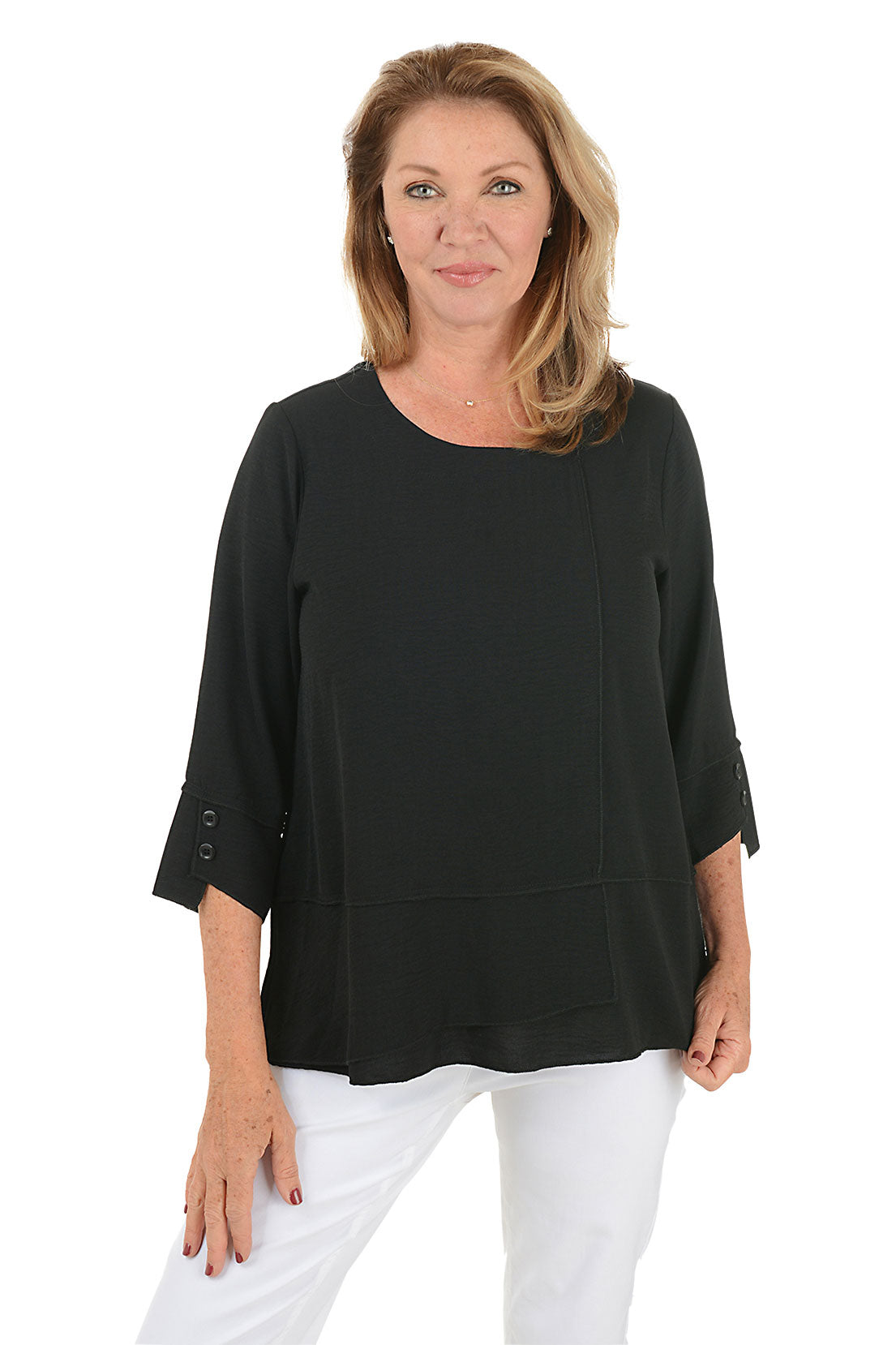 Stylish Airflow Layered Button Sleeve Blouse for Women - Breathable Office & Casual Wear