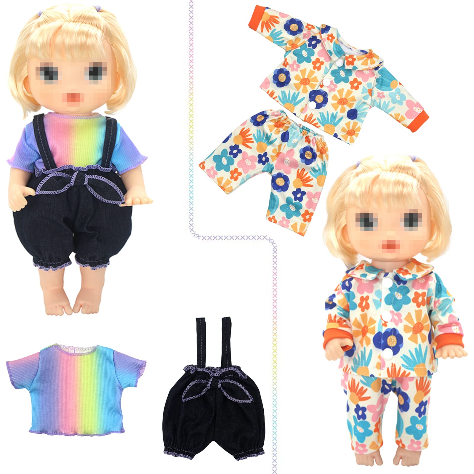 SOTOGO 9-Piece Doll Clothes Outfits for 13-14.5 Inch American Girl Dolls - Fashionable Baby Doll Clothing & Accessories Set - Perfect for Dress Up, Role Play, and Collectible Display