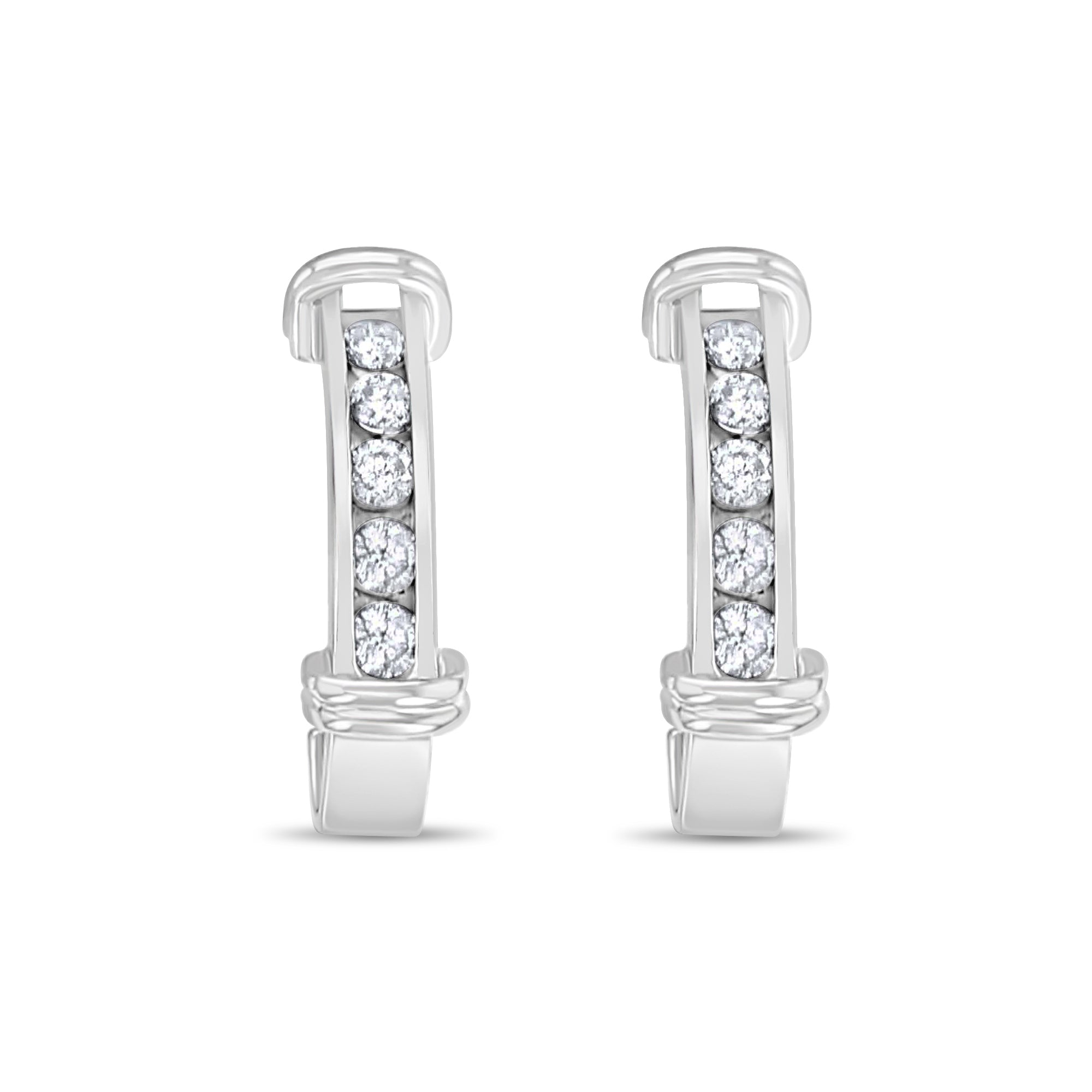14K White Gold Open Hoop Diamond Earrings - 0.50 Carat Total Weight (CTTW) - Elegant Everyday Jewelry for Women, Perfect for Work, Parties & Special Occasions