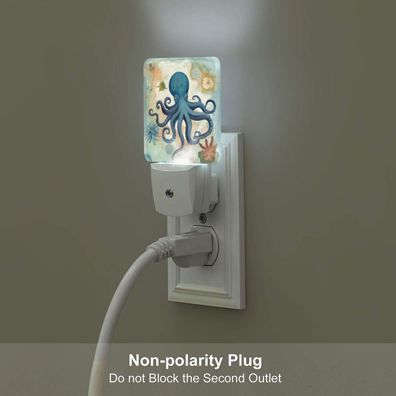 Aieefun Set of 2 LED Night Lights - Ocean World Sea Octopus Animal Design with Auto Dusk-to-Dawn Sensor, Plug-in Home Decor for Adults | Perfect for Bedroom, Nursery, Hallway & Bathroom Night Lighting