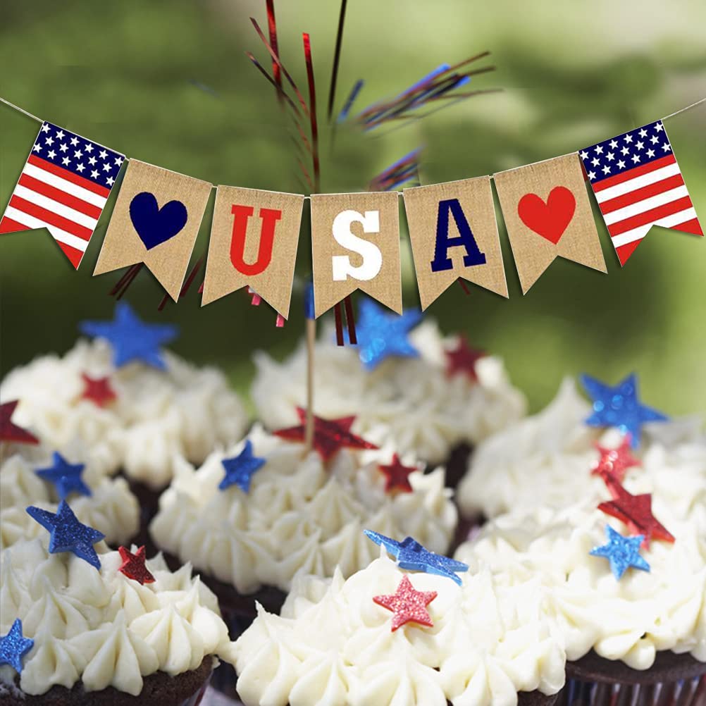 USA Patriotic Banner - 4th of July Decorations, Memorial Day Garland, Independence Day Party Supplies for Home & Outdoor Celebrations - Perfect for Backyard BBQs, Parades & Patriotic Holidays