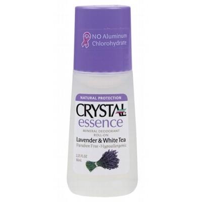 CRYSTAL ESSENCE Natural Roll-On Deodorant for Women & Men - Lavender & White Tea Scent, 66ml, Aluminum-Free, Long-Lasting Odor Protection - Perfect for Gym, Work & Daily Freshness