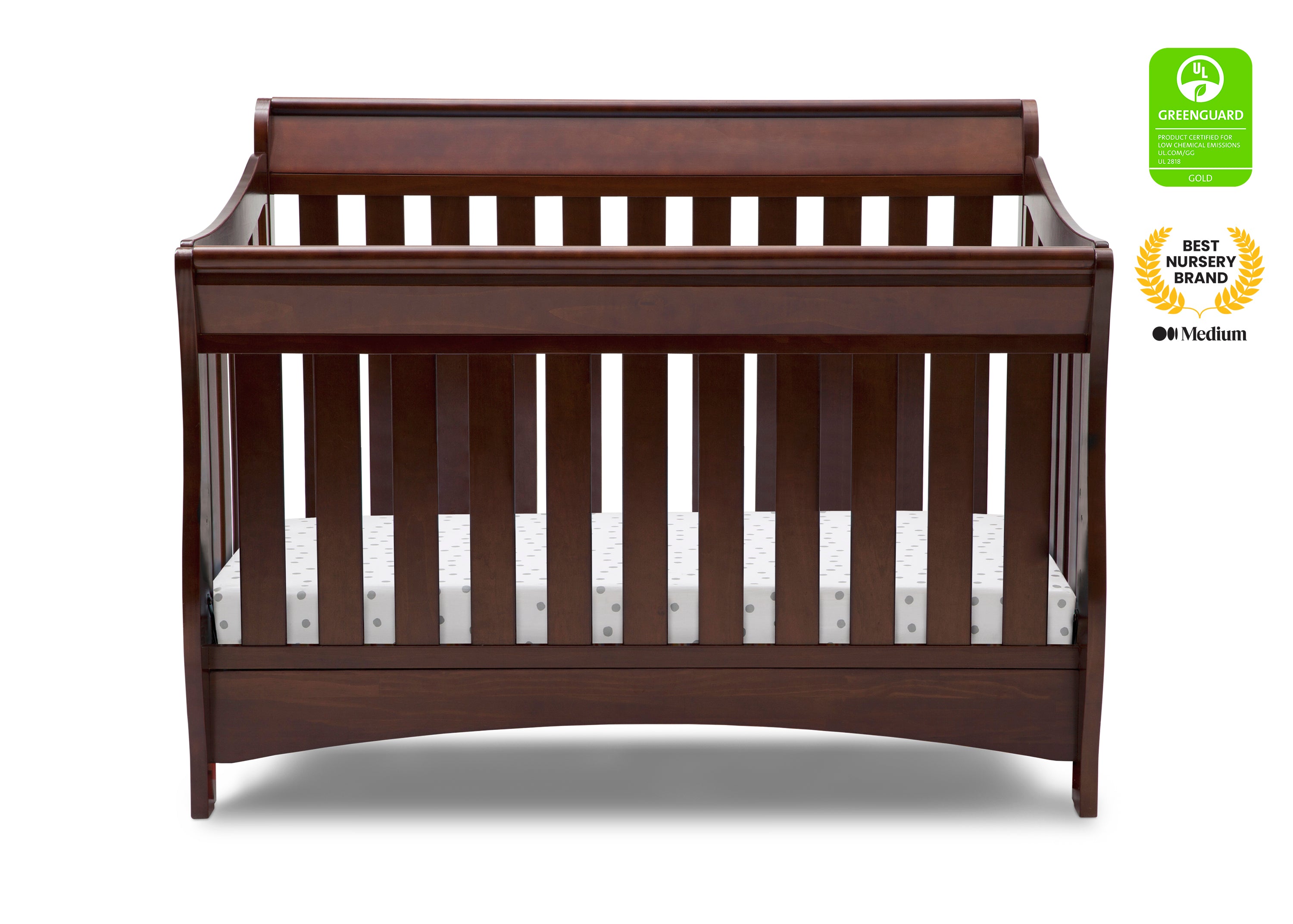 Bentley 'S' Series 4-in-1 Convertible Baby Crib - Nursery Bed with Toddler Rail, Daybed & Full-Size Frame - Perfect for Newborns to Teens (White) | Ideal for Modern Nurseries & Kids' Bedrooms