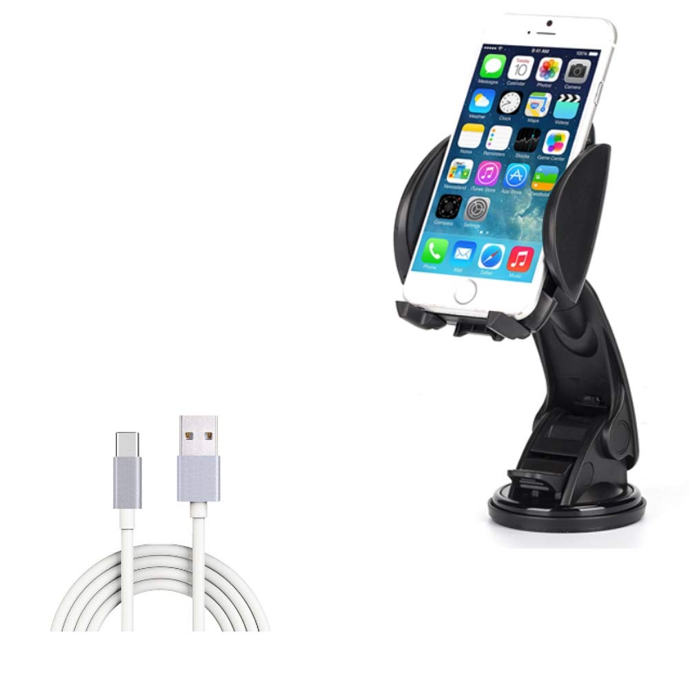 10ft USB-C Fast Charging Cable with Car Mount - Compatible with Sonim XP8/XP3, Sony Xperia 5/10/Plus/1, Xiaomi Redmi Note 7/Mi Mix 2/9T/9, ZTE ZMax Pro/Z981/Max XL - Perfect for Car Charging & On-the-Go Use