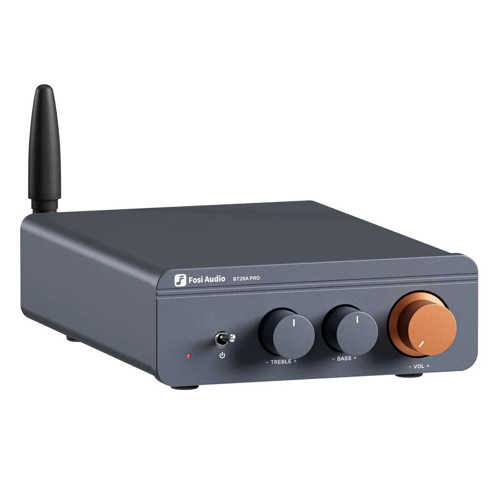 Fosi Audio BT20A Pro Bluetooth 5.0 Stereo Amplifier - 2 Channel 100W x 2 Power Amp for Home Theater, Bookshelf Speakers - Perfect for Living Room, Gaming & Music Listening