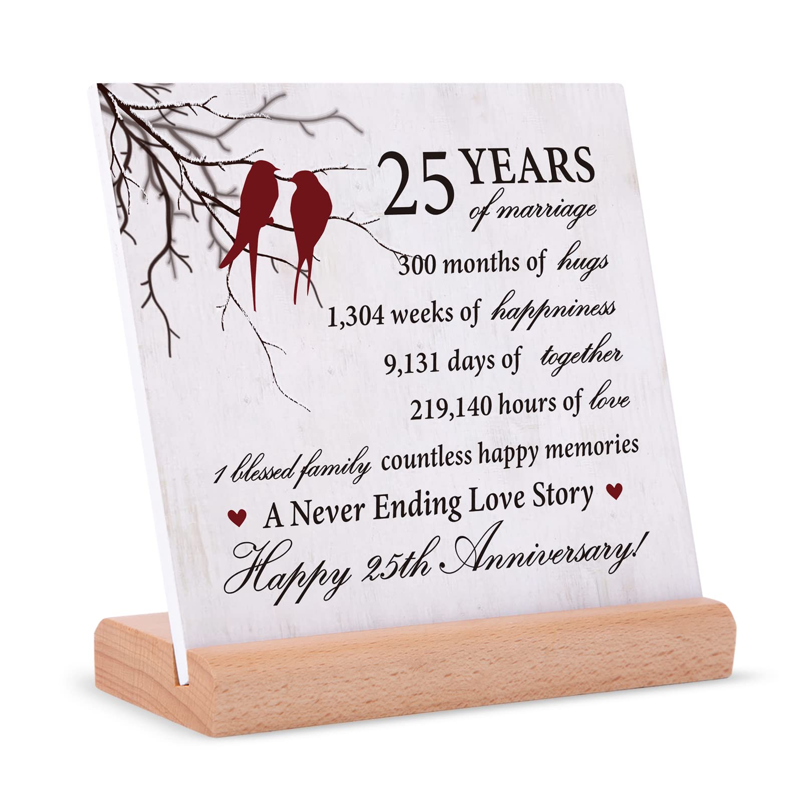 25th Anniversary Wedding Gifts for Couples - Silver Plated Keepsake Plaque with Romantic Quote - Elegant 25 Year Wedding Present for Husband, Wife or Parents - Perfect Desk Decor for Silver Anniversary Celebrations - Ideal for Anniversaries, Vow Renewals & Romantic Home Decor