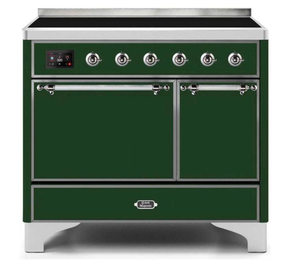 ILVE 40 Inch Majestic II Series Induction Range with 6 Burners & Dual Ovens - TFT Touch Control Display, Solid Oven Door (UMDI10QNS3) - Perfect for Home Chefs & Professional Kitchens