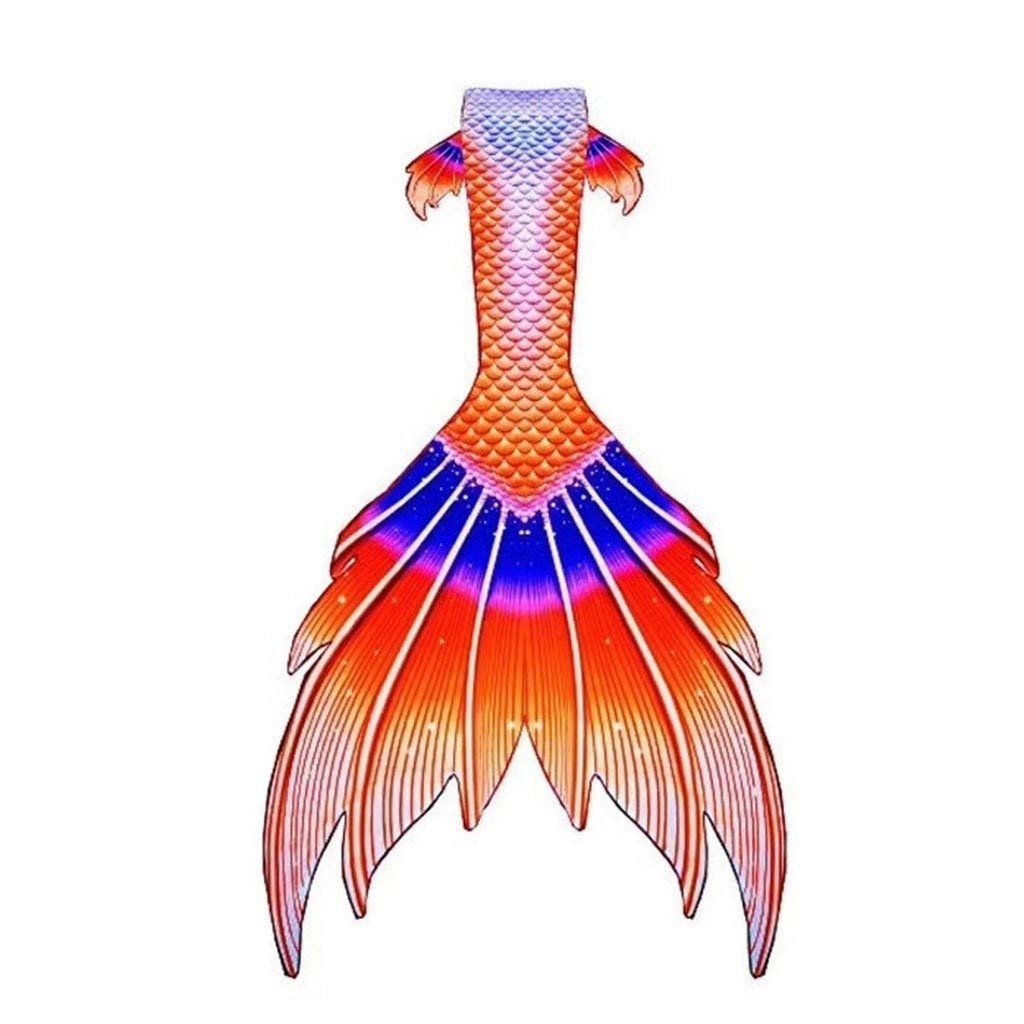 YLYWCG Girls Mermaid Tail Swimsuit with Monofin - Fun Swimming Costume for Kids, Pool & Beach Wear, Perfect Gift for Little Mermaid Lovers (Style G)