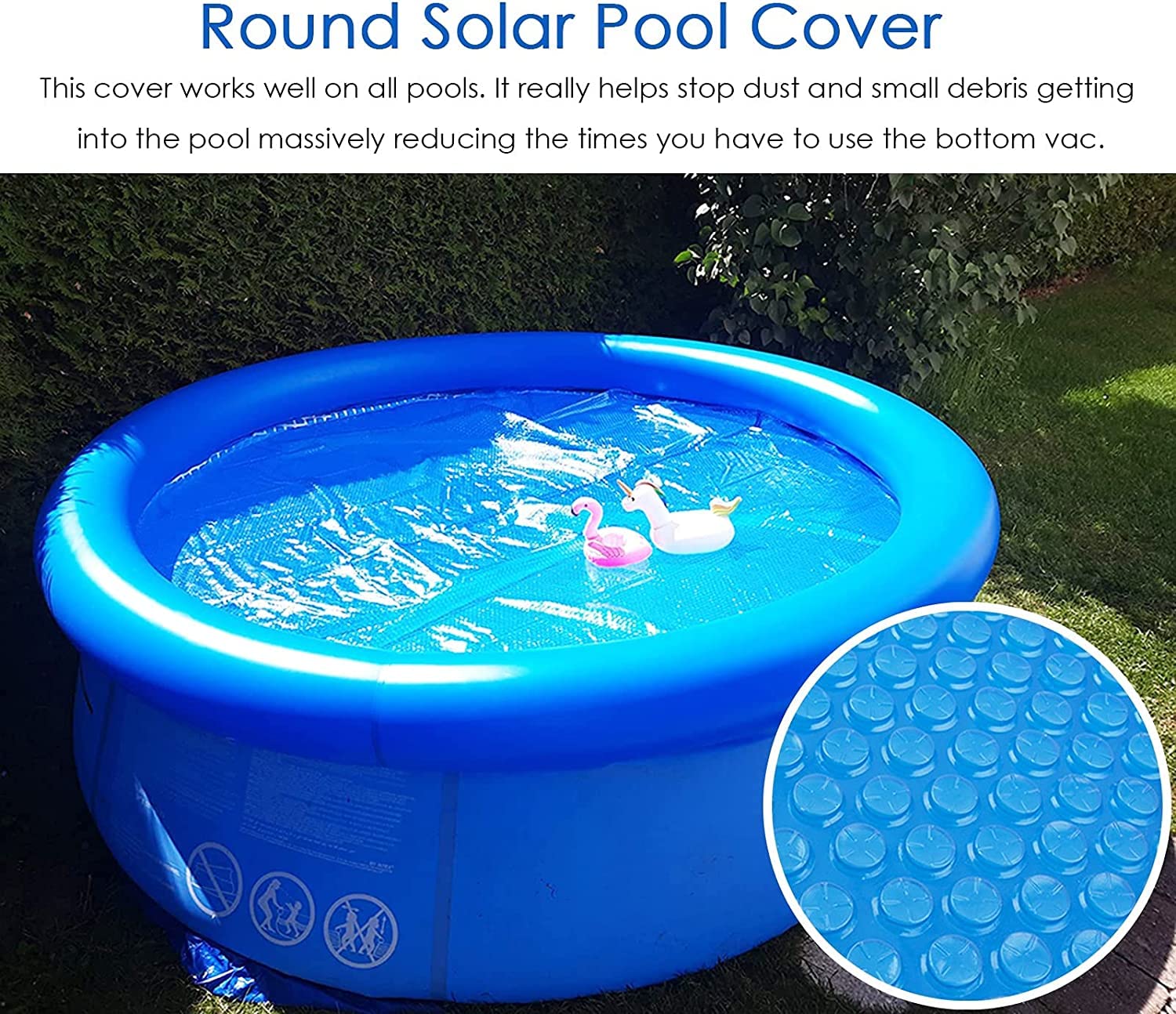 Solar Pool Cover 10ft Round - Blue Bubble Heating Blanket for Above Ground Pools | Insulated Polyethylene Film Protector | Easy Setup & Energy Saving | Perfect for Backyard, Inflatable & Frame Pools