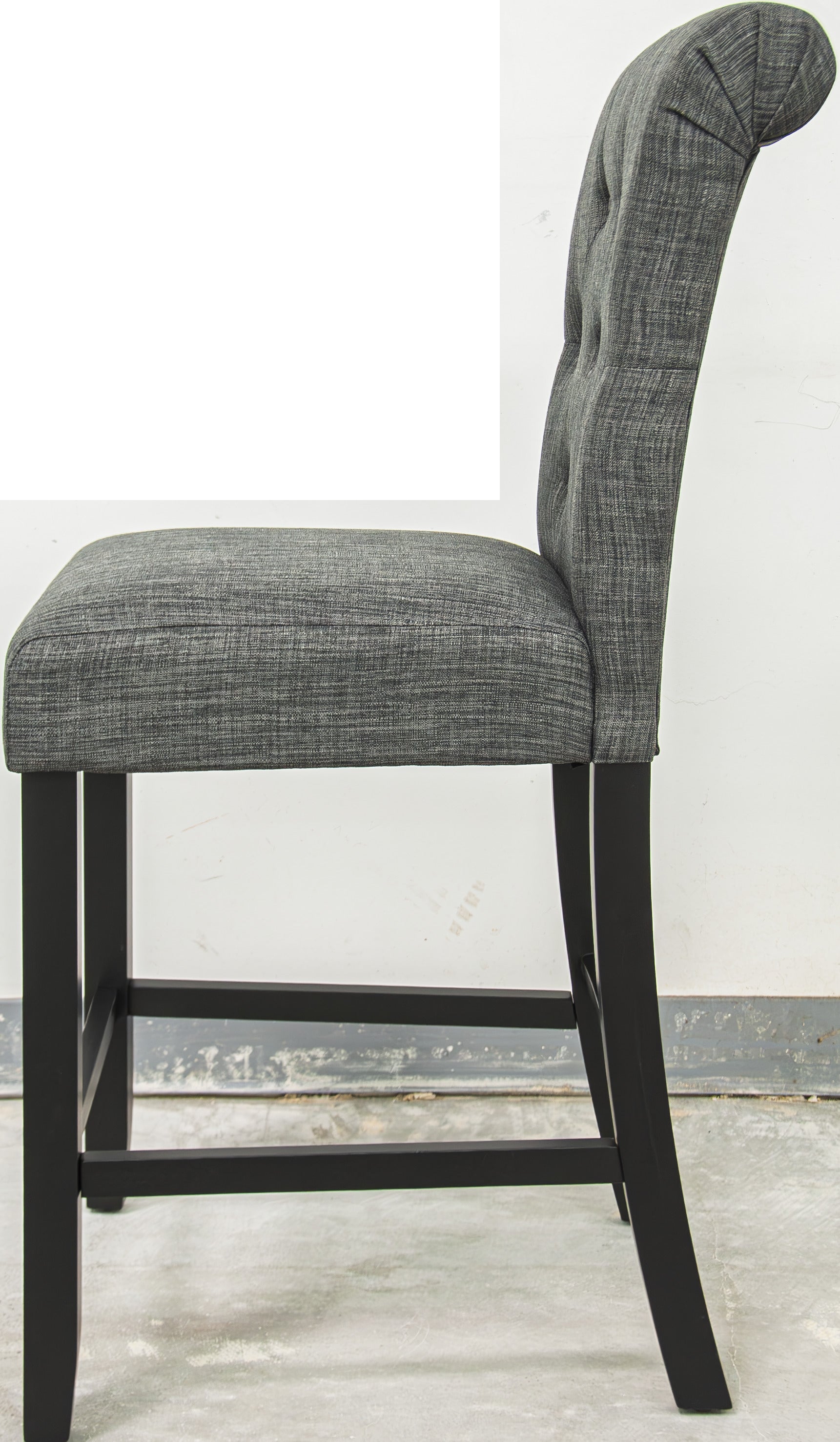 Set of 2 Charcoal Fabric Counter Height Dining Chairs with Plush Cushion & Tufted Back - Modern Kitchen Bar Stools for Breakfast Nook, Dining Room, and Small Space