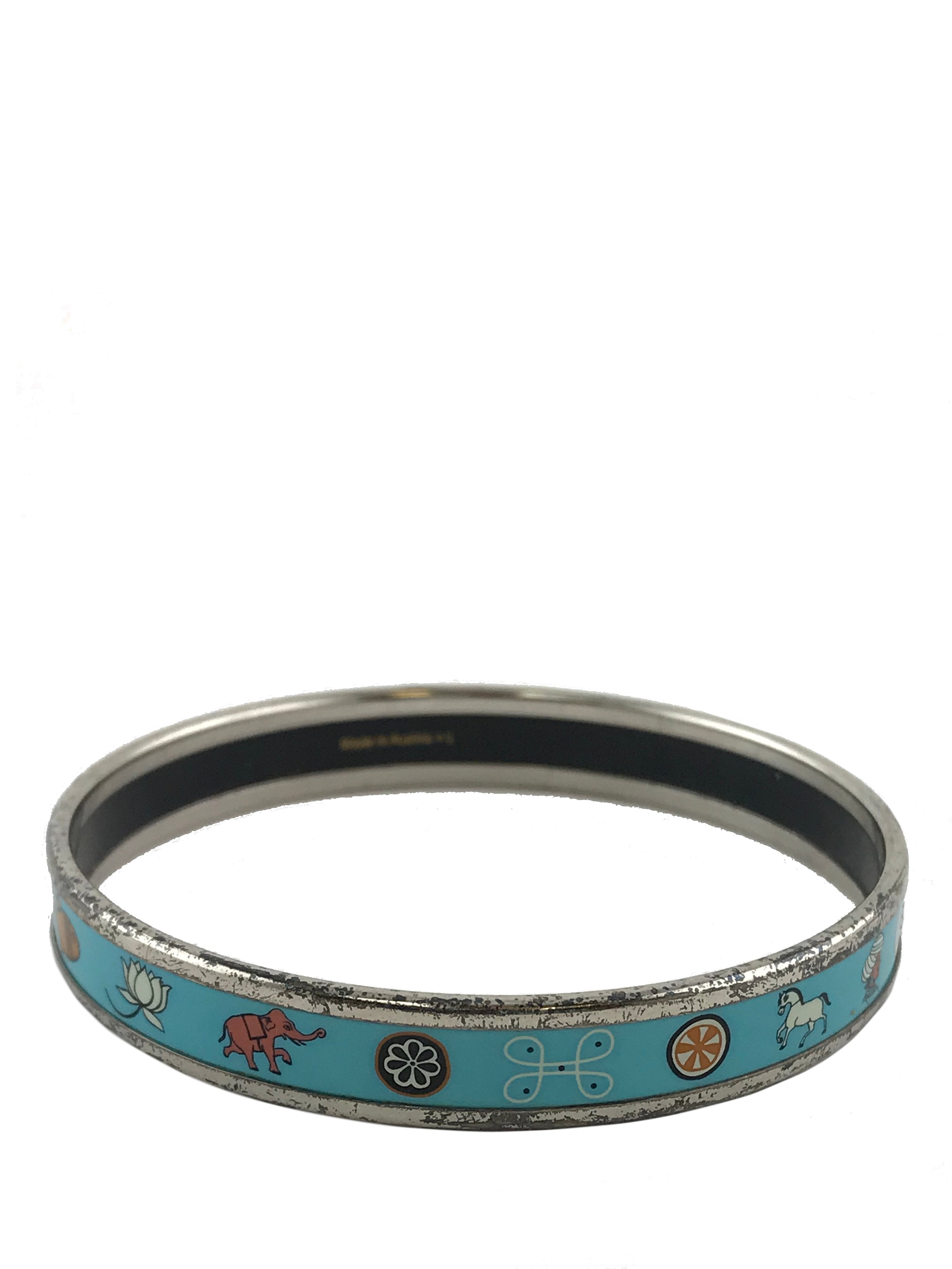 Hermes Enamel Narrow Bracelet - Elegant Printed Design for Women | Perfect for Casual Wear, Parties & Gift Giving