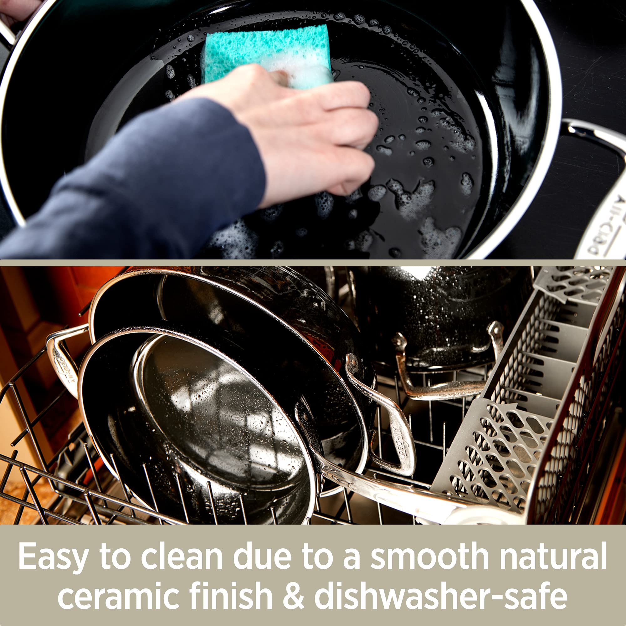 All-Clad FusionTec Ceramic Nonstick Fry Pan 9.5 Inch - Induction Compatible, Oven & Broiler Safe up to 500°F - Premium Cookware Set for Healthy Cooking - Perfect for Searing, Frying & Sauteing in Modern Kitchens