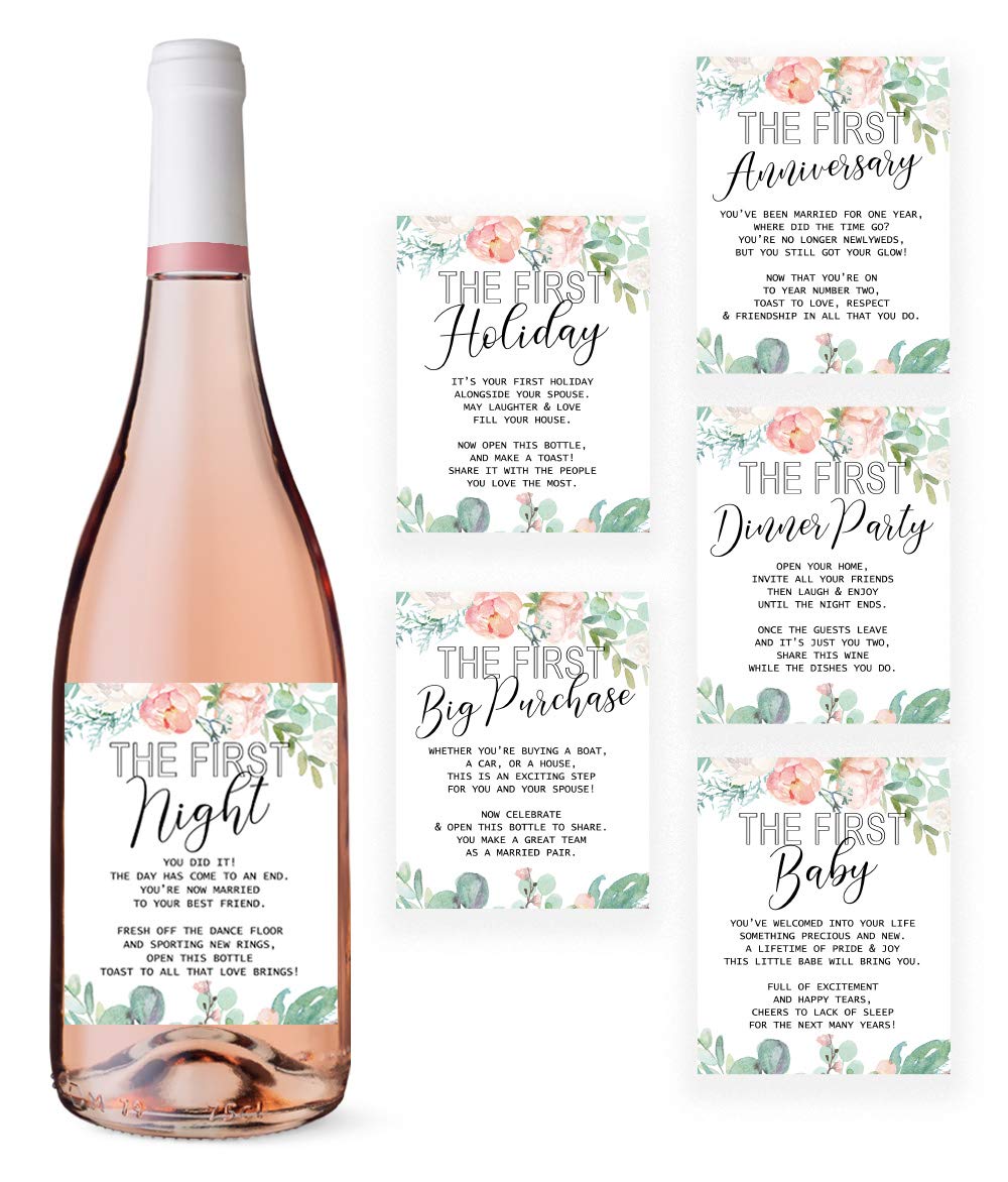 Wedding Milestone Wine Labels for Bottles - Elegant Anniversary & First Year Celebration Stickers - Perfect for Wedding Gifts, Bridal Showers & Romantic Date Nights