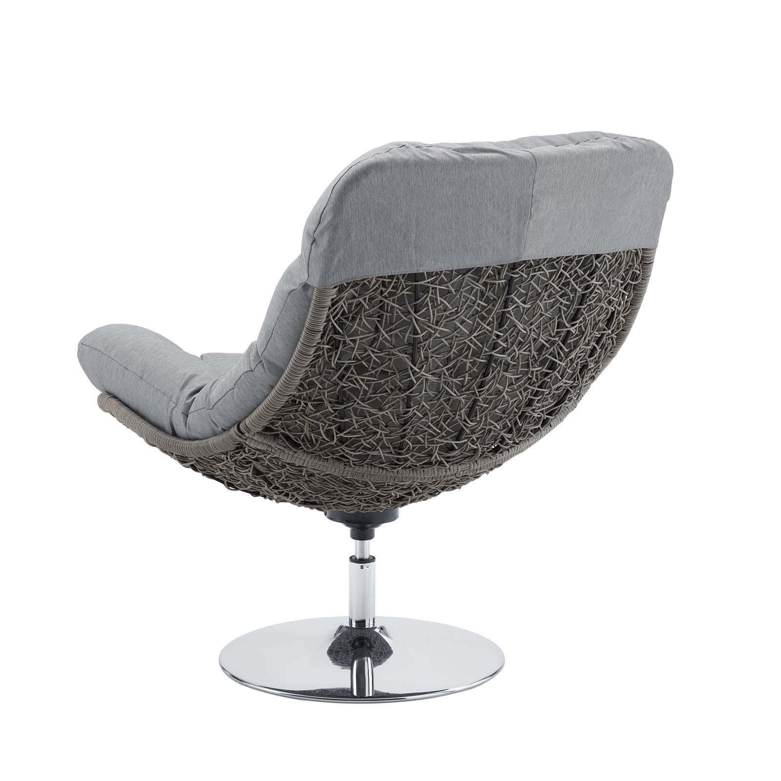 Modern Outdoor Patio Lounge Chair - Rattan Wicker Fabric Metal Frame, Grey - Perfect for Garden, Poolside & Backyard Relaxation