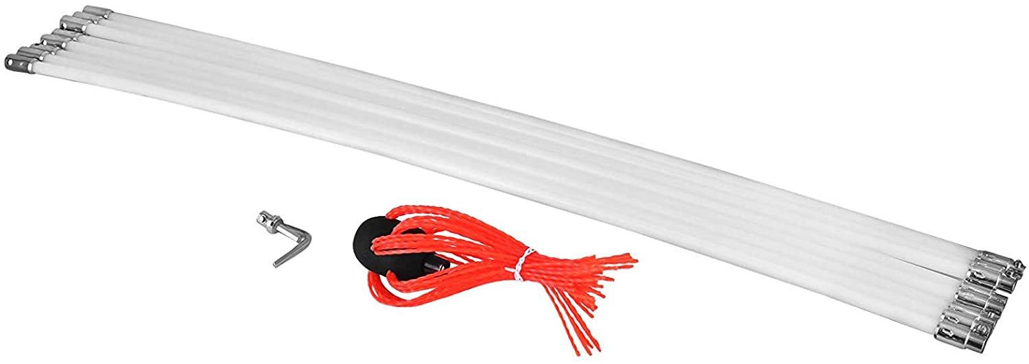33 FT Chimney Sweep Brush Kit with 10 Nylon Rods - Rotary Drill Powered Chimney Cleaning Tool with Locking System S3087 for Fireplace, Wood Stove & Pellet Stove Maintenance