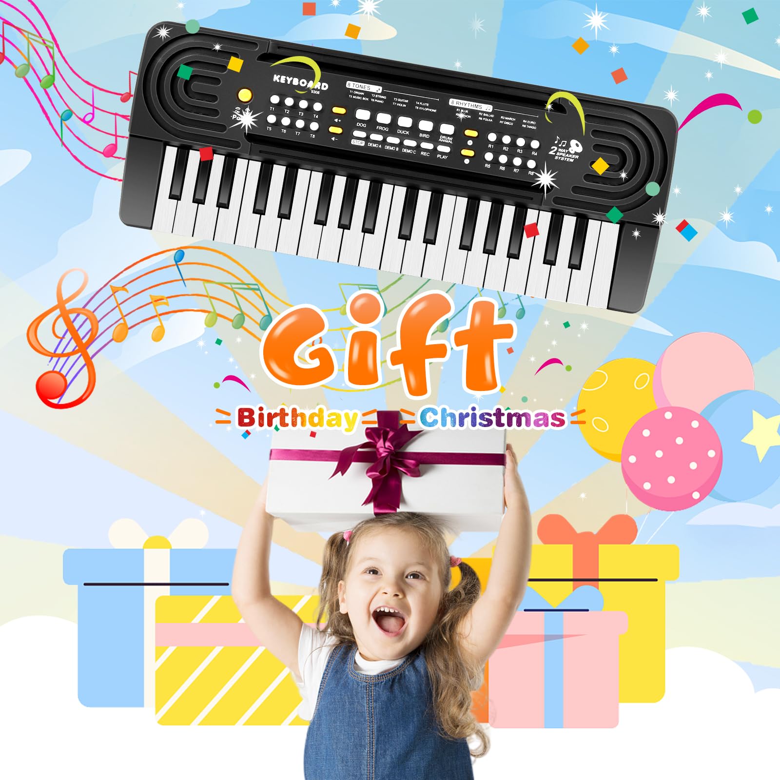 37-Key Electronic Keyboard Piano for Kids - Portable Music Toy with Light-Up Keys, Ideal Beginner Piano for Boys & Girls Ages 3-6 - Perfect Birthday Gift for Toddlers & Preschoolers (Home Use, Classroom Learning, Music Education)