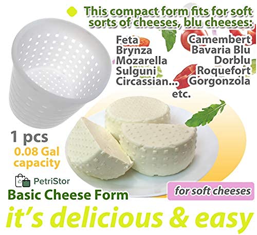 1/3QT Small Cheese Mold for Homemade Cheese Making - Soft Cheese, Cream Cheese & Feta Mold - DIY Cheese Making Supplies Basket - Perfect for Artisan Cheesemaking, Home Kitchens & Gifts