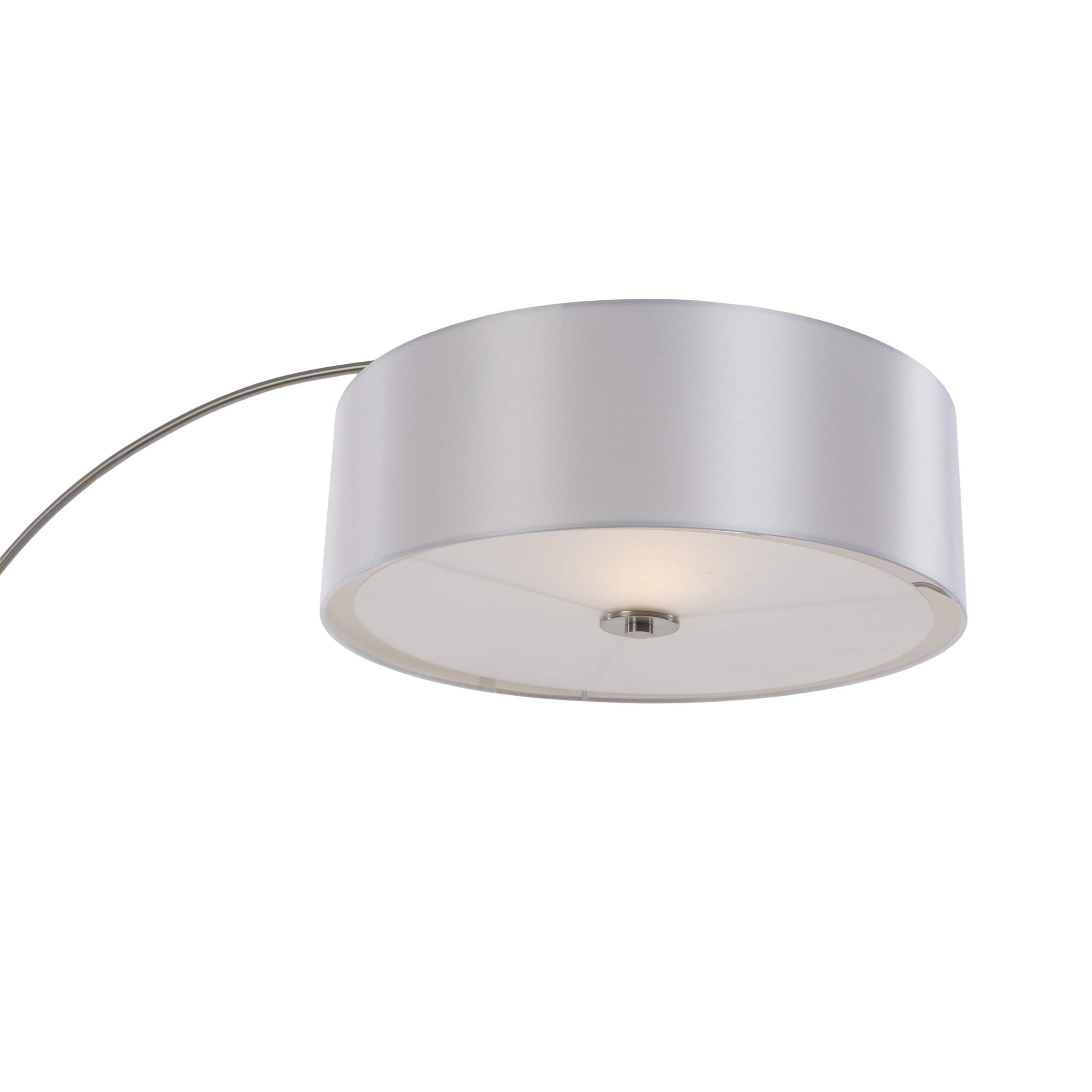 Yosemite Home Décor PFL128PW-SS Modern Arc Floor Lamp with Satin Steel Finish - Adjustable Height for Living Room, Bedroom, or Office Lighting