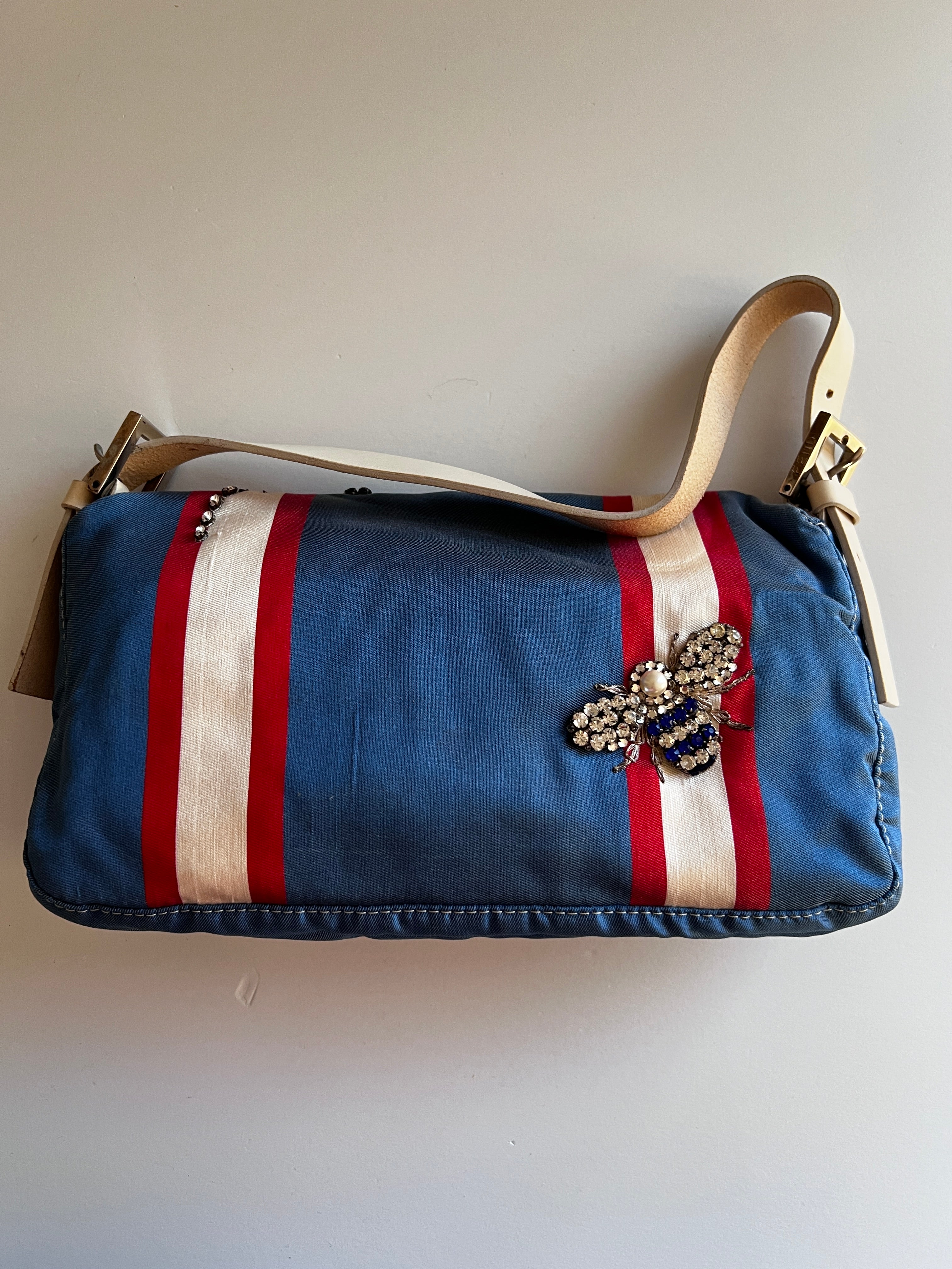 Fendi Insect Print Cloth Baguette Handbag - Stylish Designer Crossbody Purse for Women, Perfect for Parties, Dates & Everyday Use
